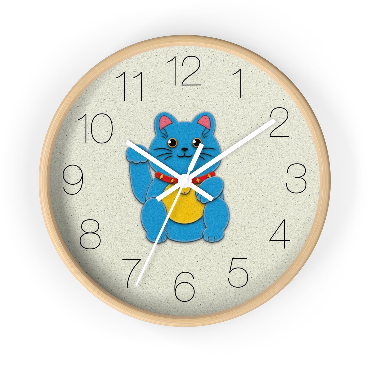 Blue Maneki-Neko Bringing Peace, Stability, and Good Fortune Wall Clock - vrmediadecor.vrmedia.com.au