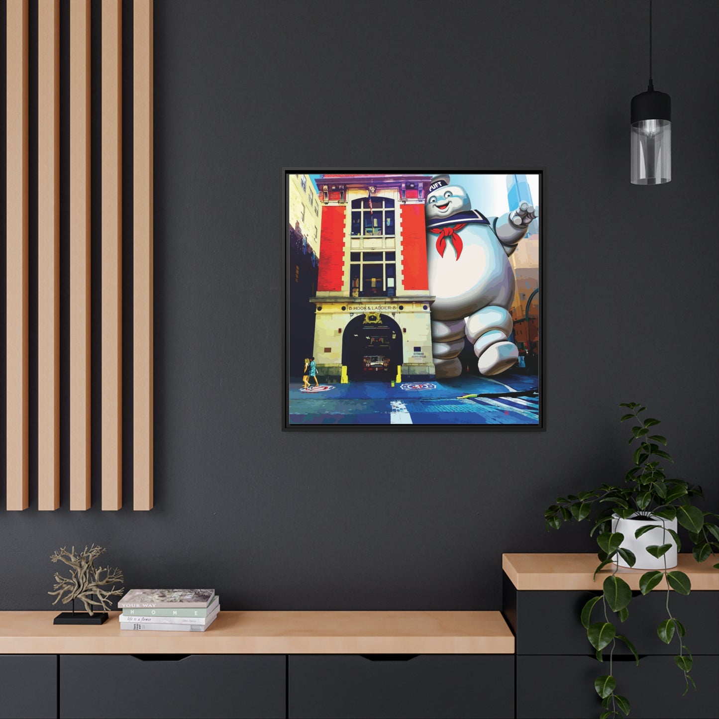 32x32" Framed Canvas: "Hook & Ladder 8"