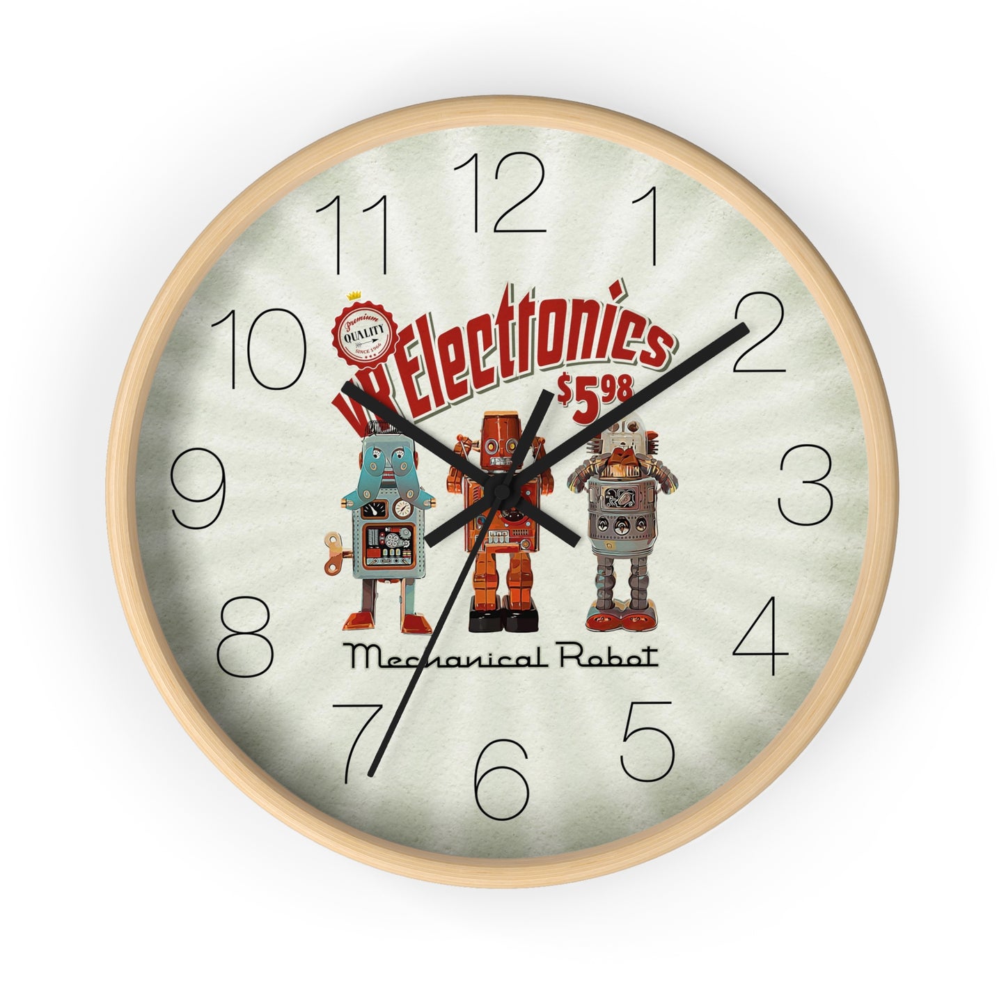 3 Wise Robots Wall Clock - vrmediadecor.vrmedia.com.au