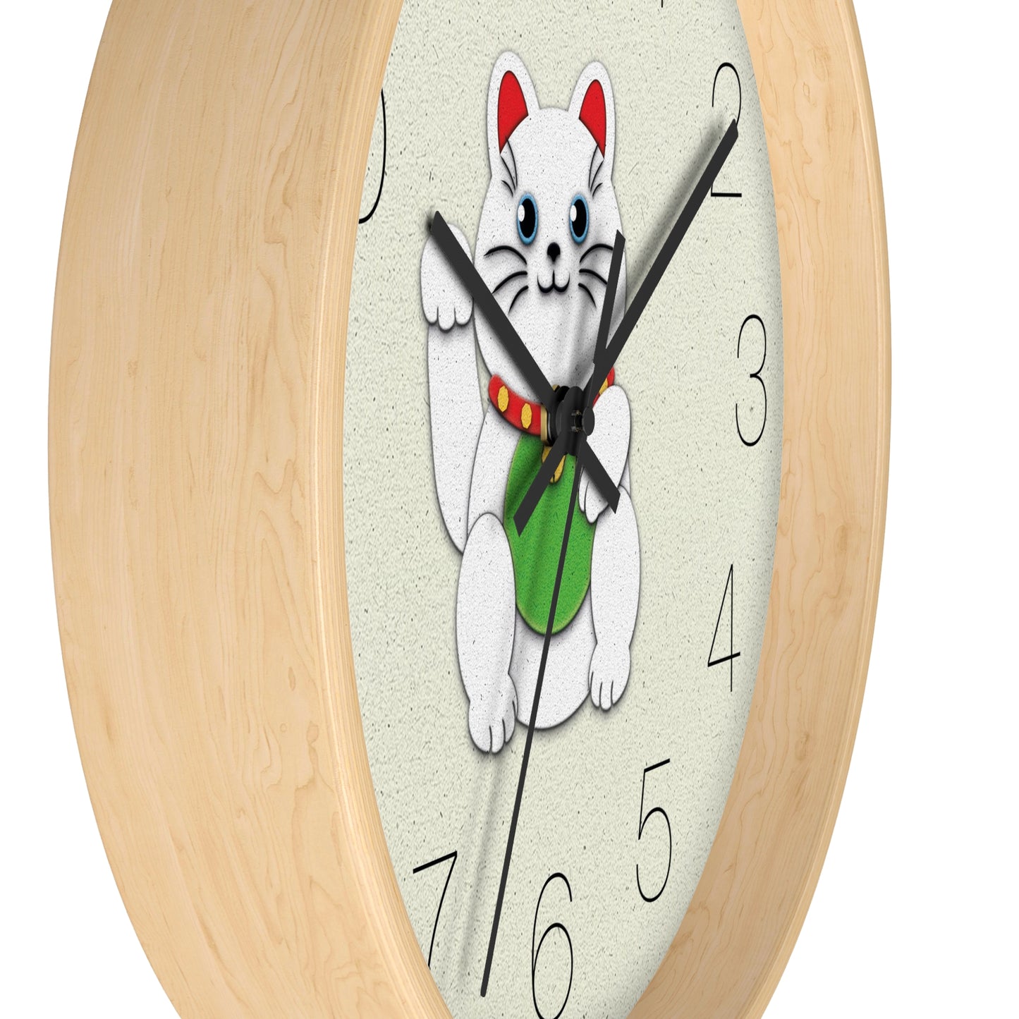 White Maneki-Neko Providing Purity and Happiness Wall Clock - vrmediadecor.vrmedia.com.au