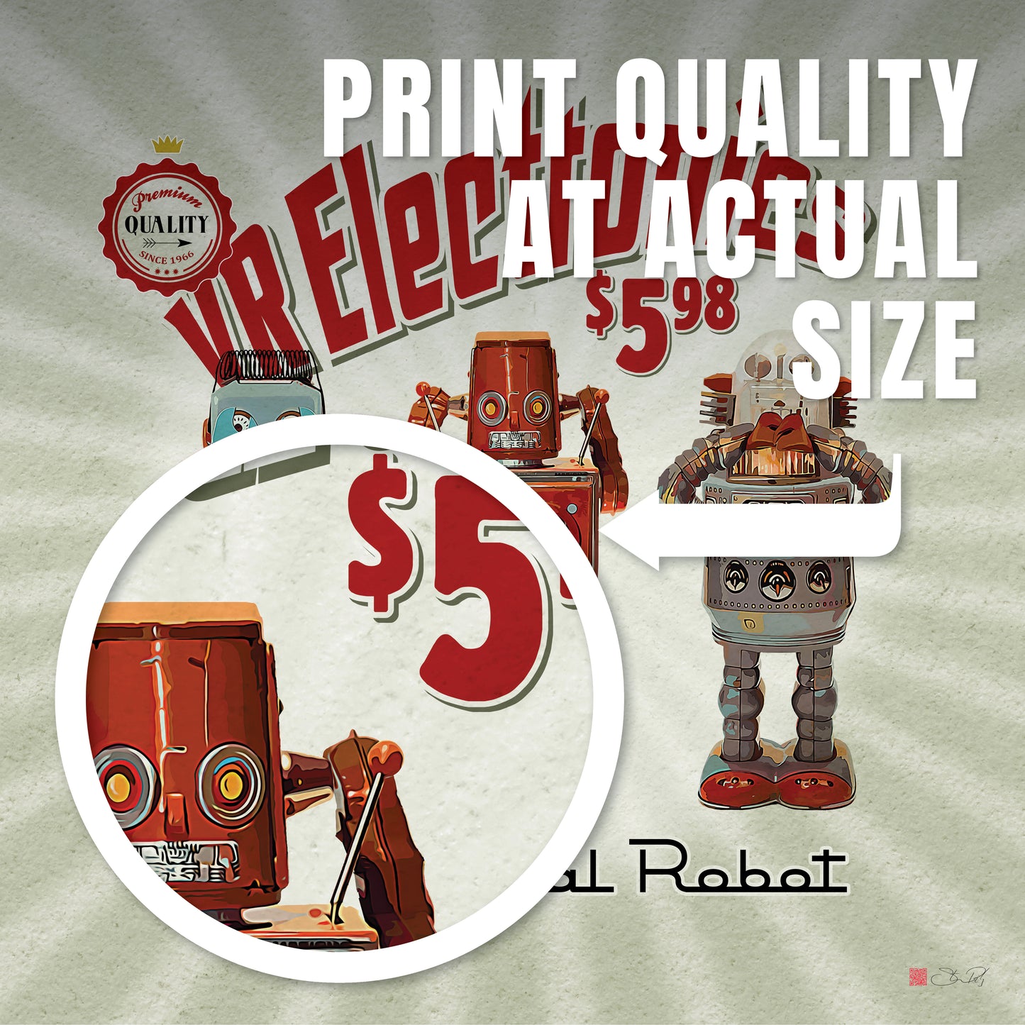 36x36" Framed Canvas Print: "3 Wise Robots" - vrmediadecor.vrmedia.com.au