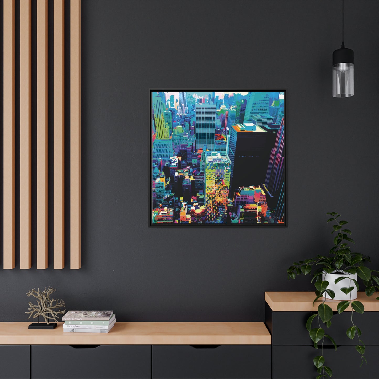 32x32" Framed Canvas: "Manhattan"
