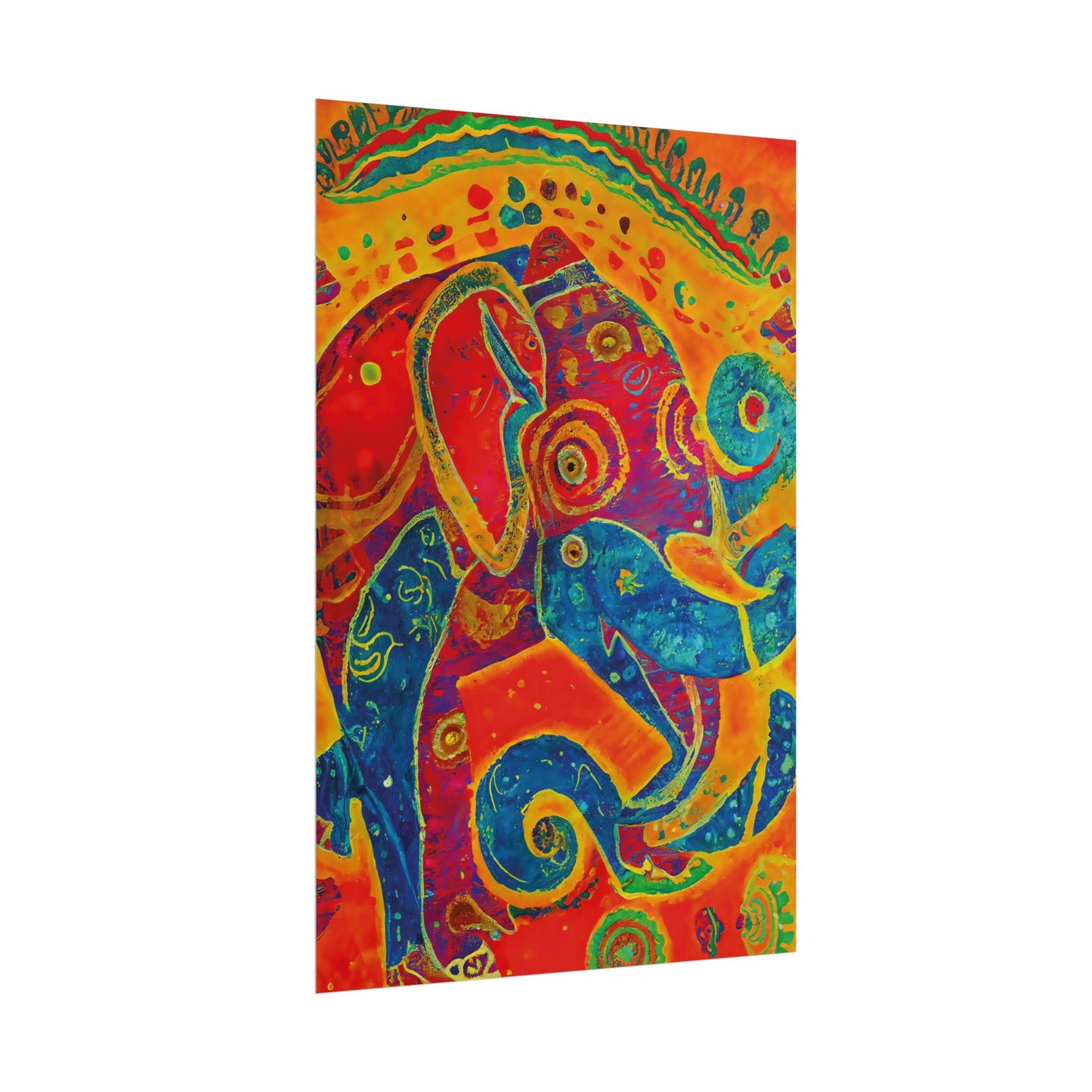 Elephant Regalia - Vibrant Abstract Print Rolled Poster