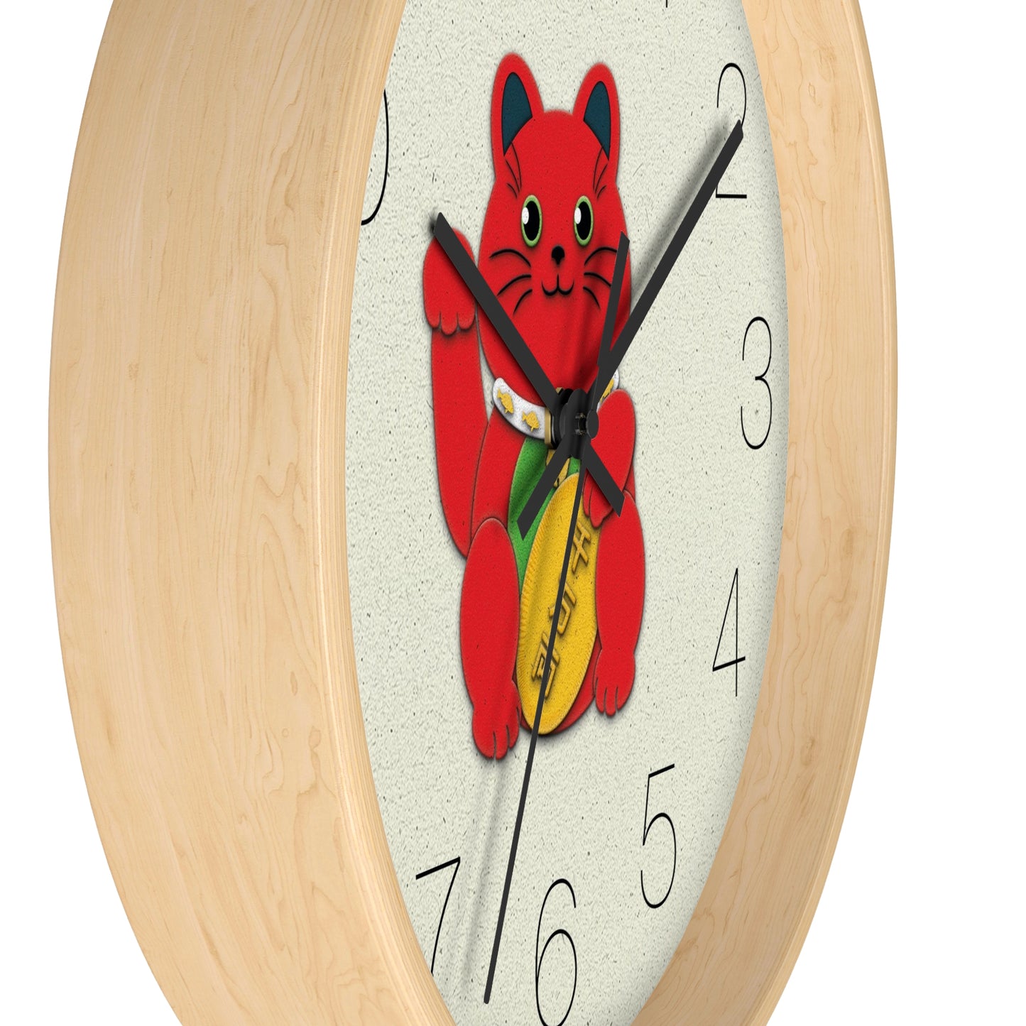Red Maneki-Neko Attracting Success and Prosperity Wall Clock - vrmediadecor.vrmedia.com.au