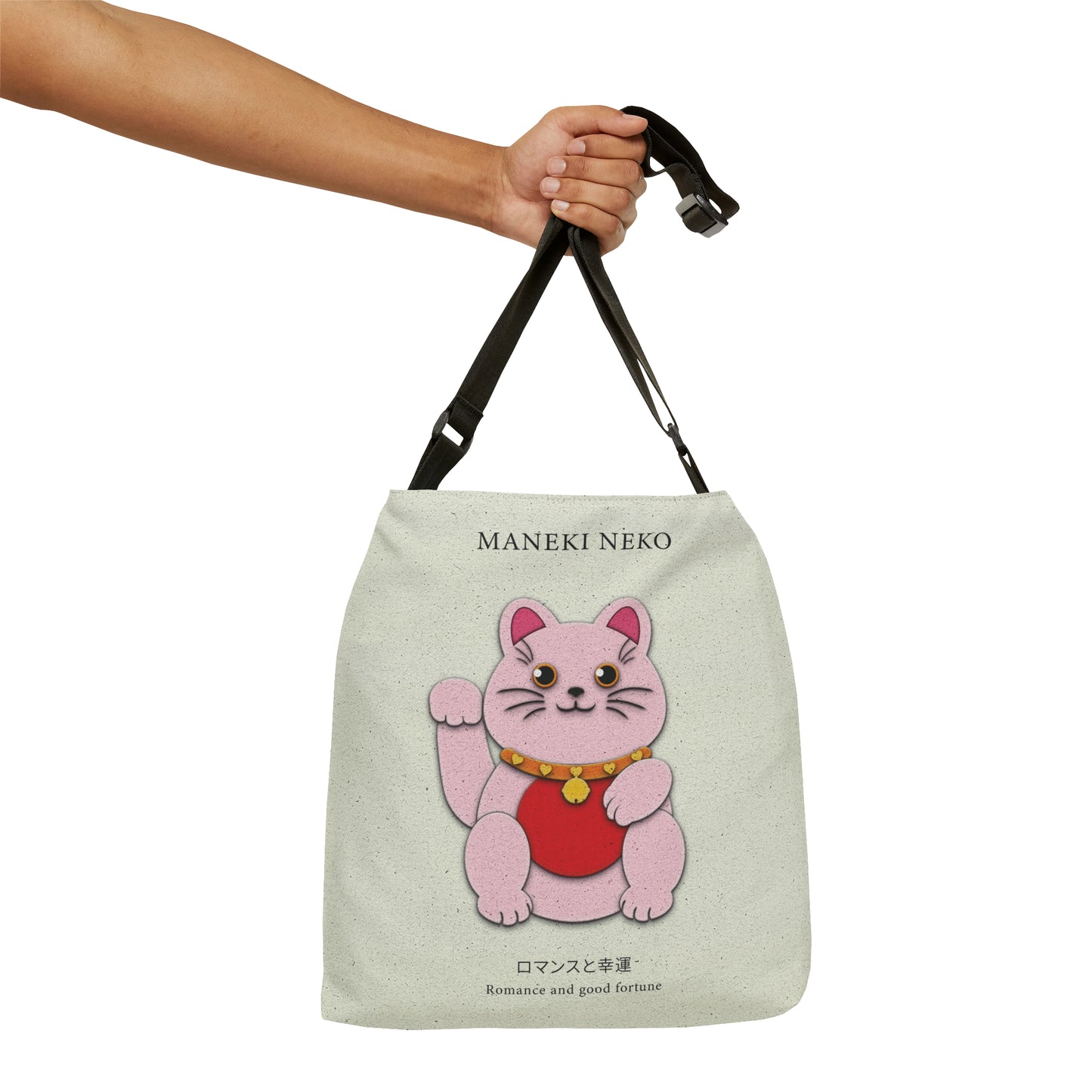 Pink Maneki Neko Adjustable Tote Bag