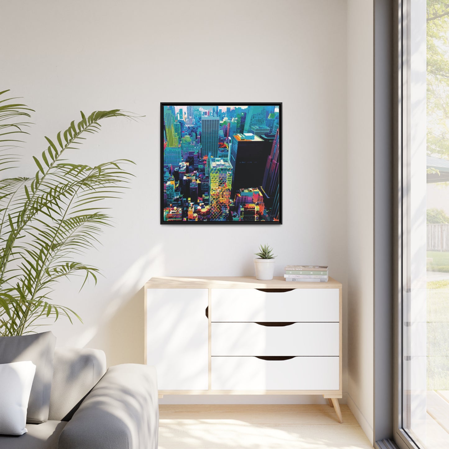 32x32" Framed Canvas: "Manhattan"