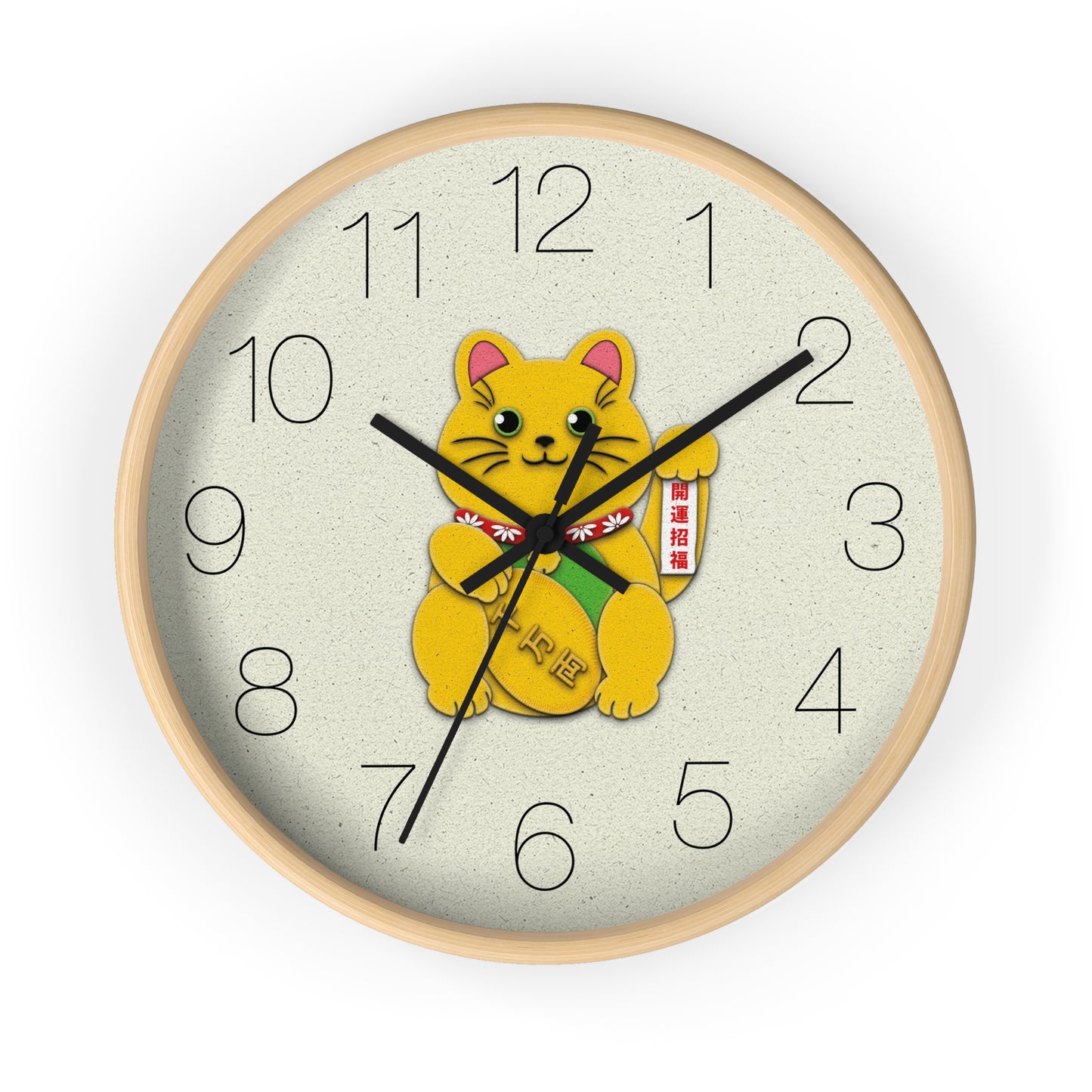 Gold Left Paw Maneki-Neko Attracting Customers and Opportunities Wall Clock - vrmediadecor.vrmedia.com.au