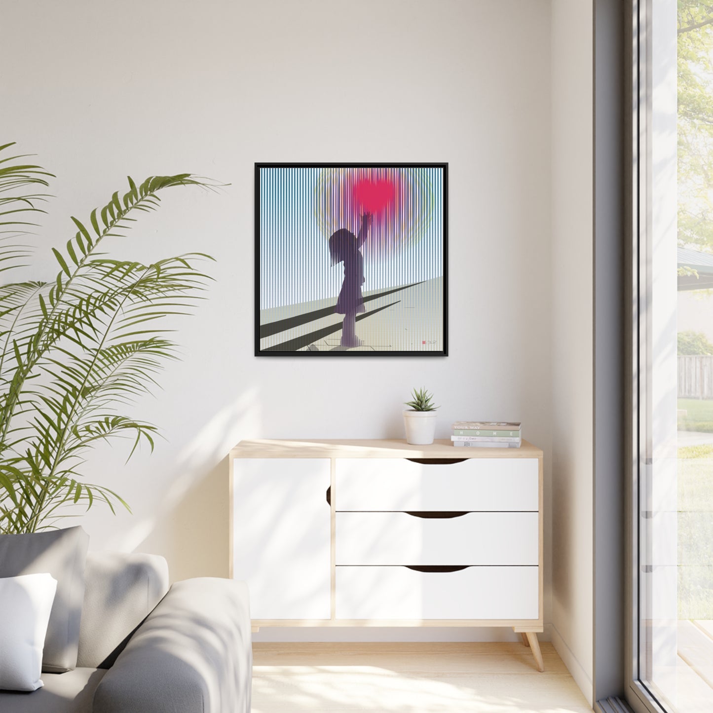 32x32" Framed Canvas: "Reach"