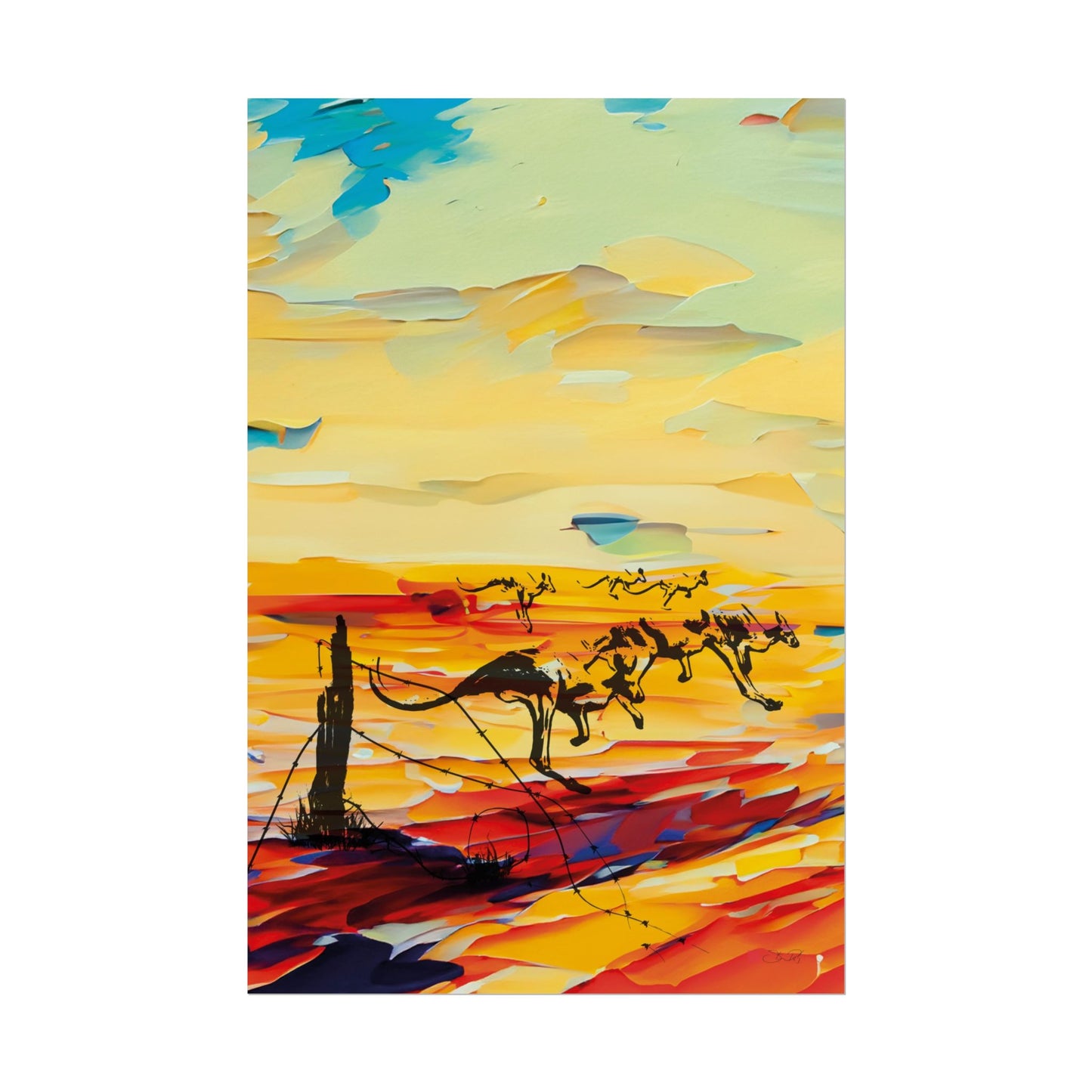 Mob - Abstract Kangaroo Art Rolled Poster
