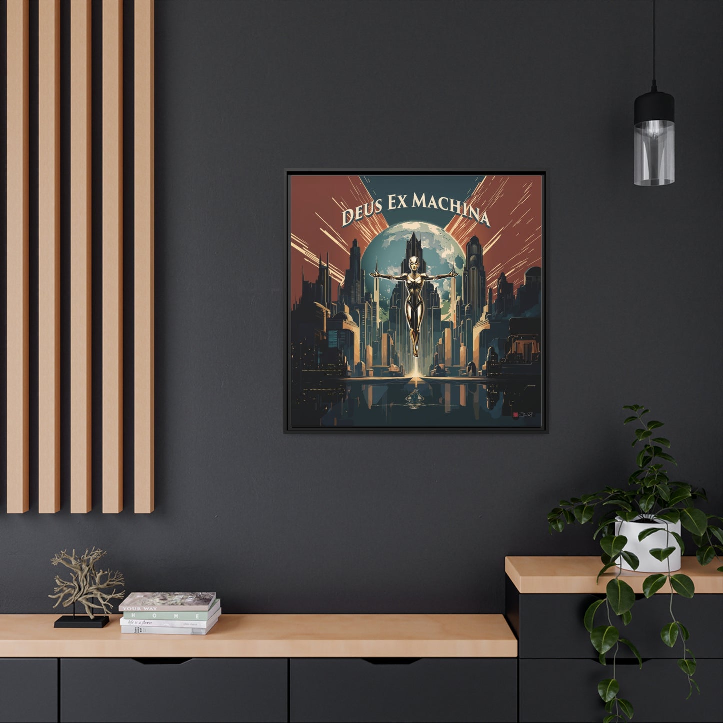 32x32" Framed Canvas: "Deus Ex Machina"