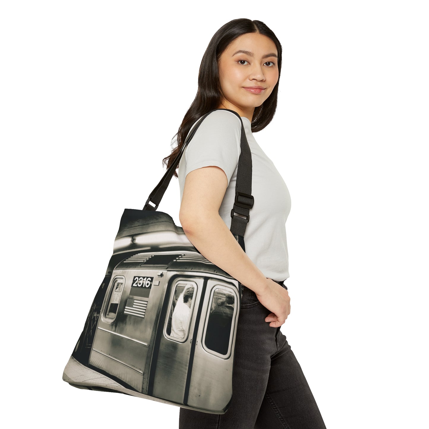 Retro Subway Train 2316 Adjustable Tote Bag