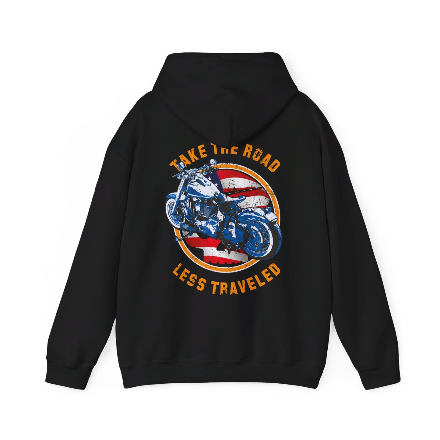 Take the road less traveled USA Version Unisex Heavy Blend™ Hooded Sweatshirt - vrmediadecor.vrmedia.com.au