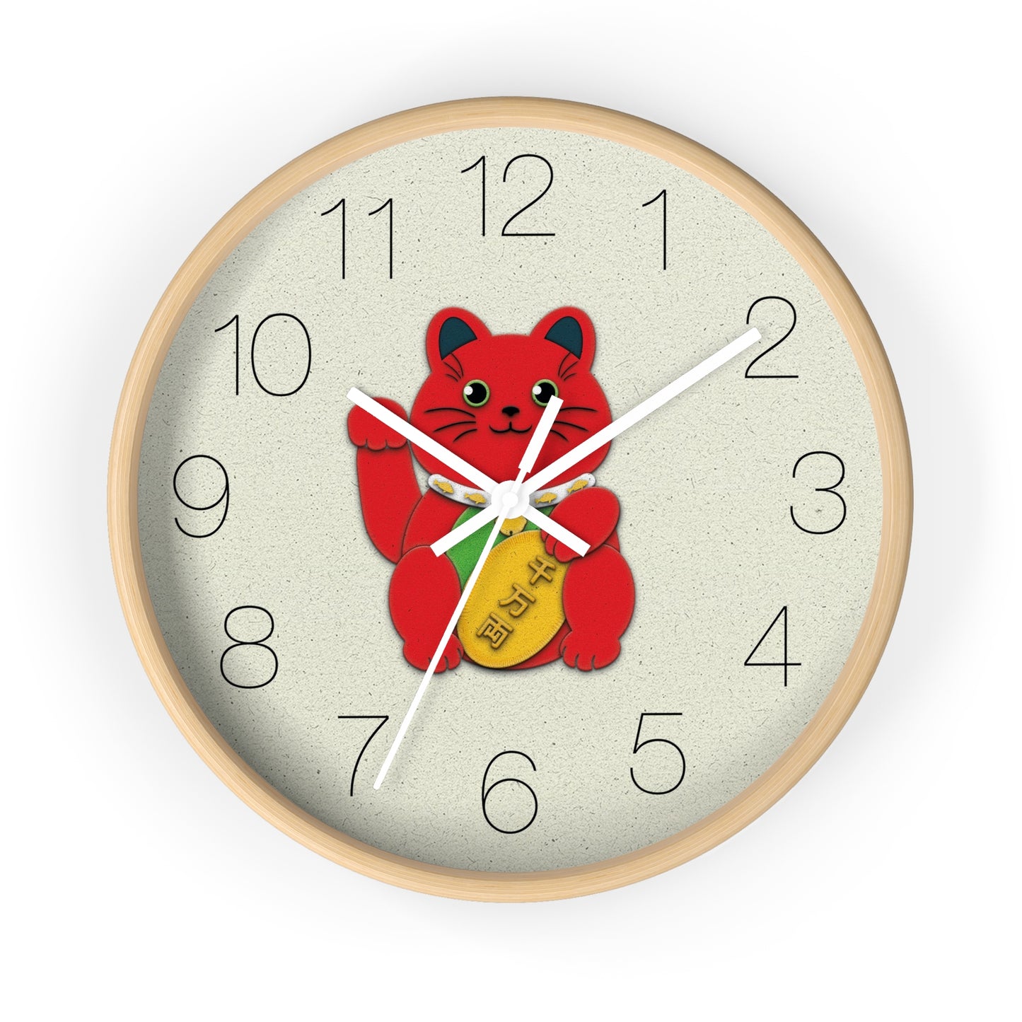 Red Maneki-Neko Attracting Success and Prosperity Wall Clock - vrmediadecor.vrmedia.com.au