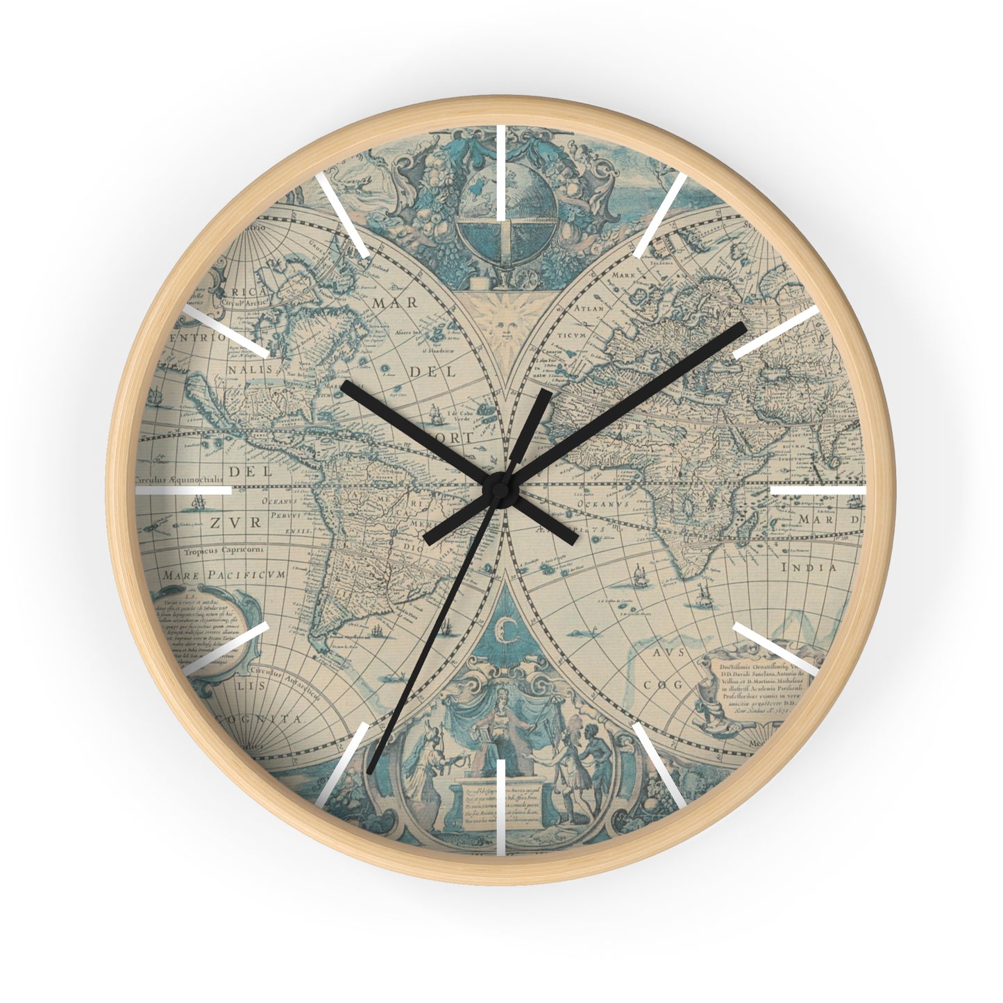 Mercator's Atlas French edition 1633. Wall Clock - vrmediadecor.vrmedia.com.au