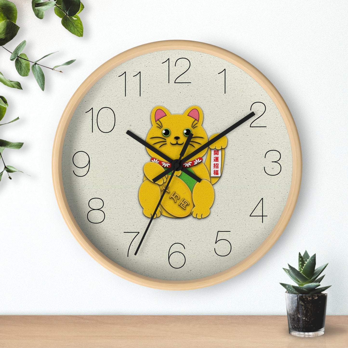 Gold Left Paw Maneki-Neko Attracting Customers and Opportunities Wall Clock - vrmediadecor.vrmedia.com.au