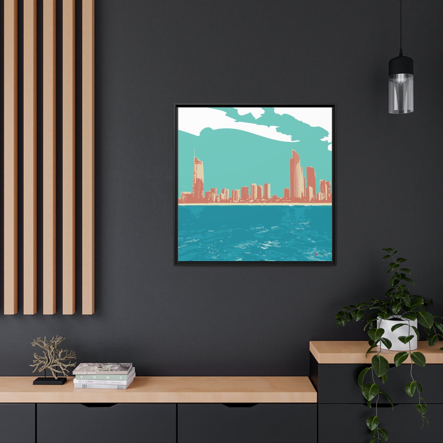 32x32" Framed Canvas: "Surfers Paradise Skyline"