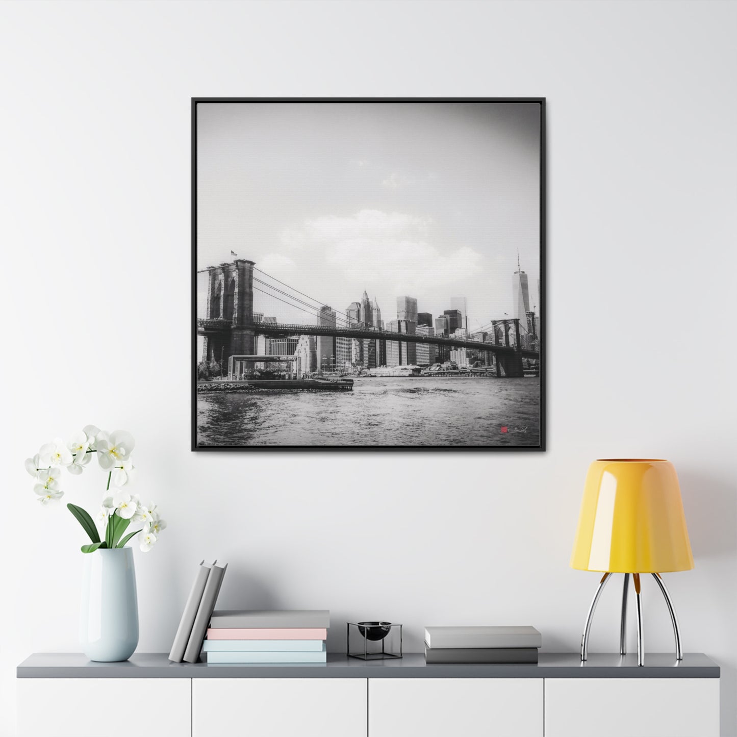36x36" Framed Canvas Print: "Long Island, Brooklyn, BW" - vrmediadecor.vrmedia.com.au