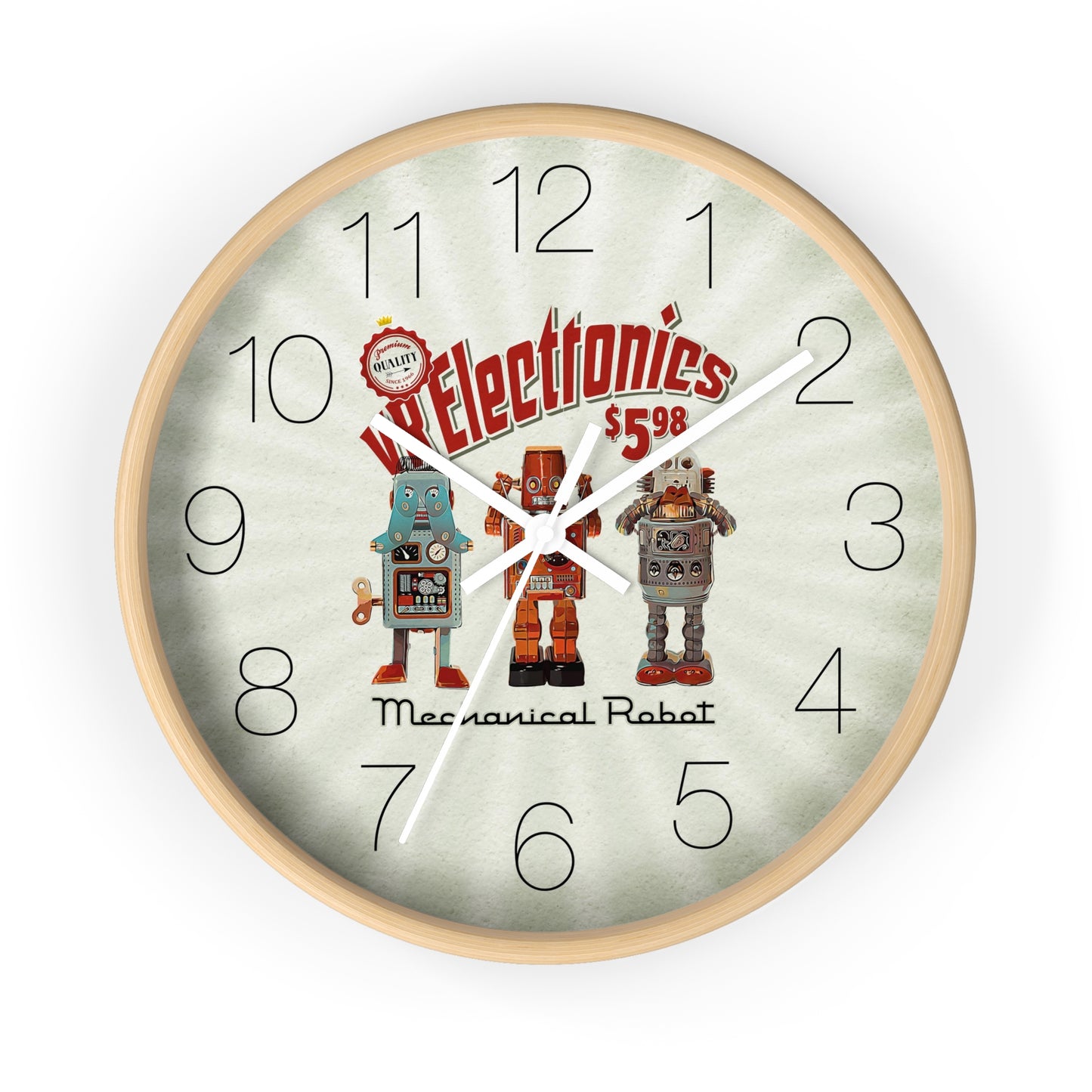 3 Wise Robots Wall Clock - vrmediadecor.vrmedia.com.au