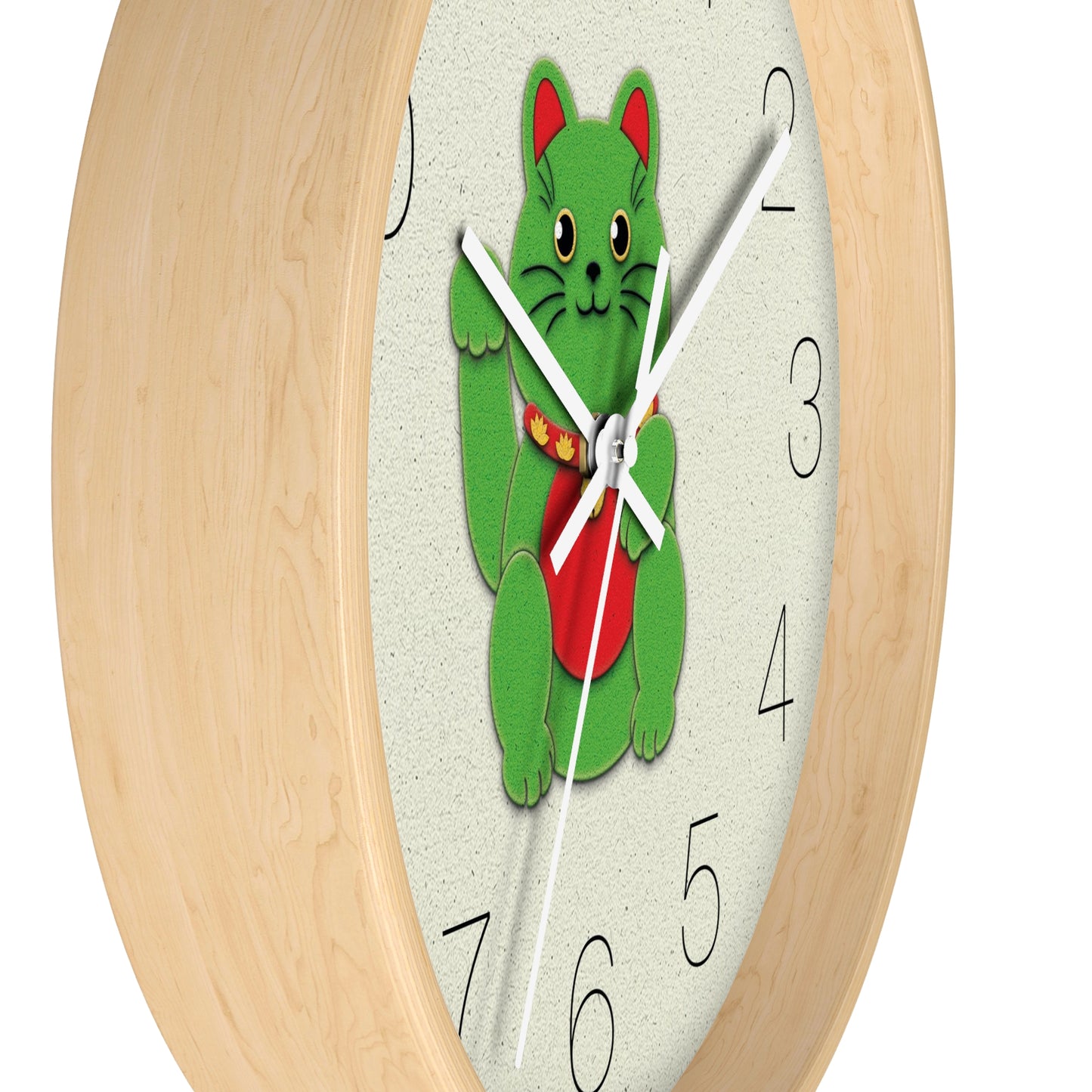 Green Maneki-Neko Promoting Growth and Success Wall Clock - vrmediadecor.vrmedia.com.au
