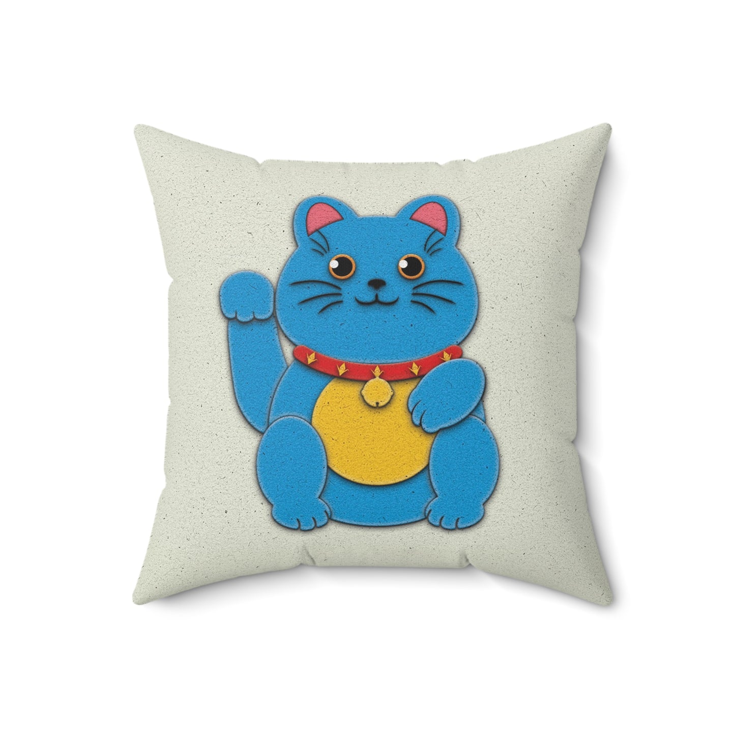 Blue Maneki-Neko Spun Polyester Square Pillow - vrmediadecor.vrmedia.com.au