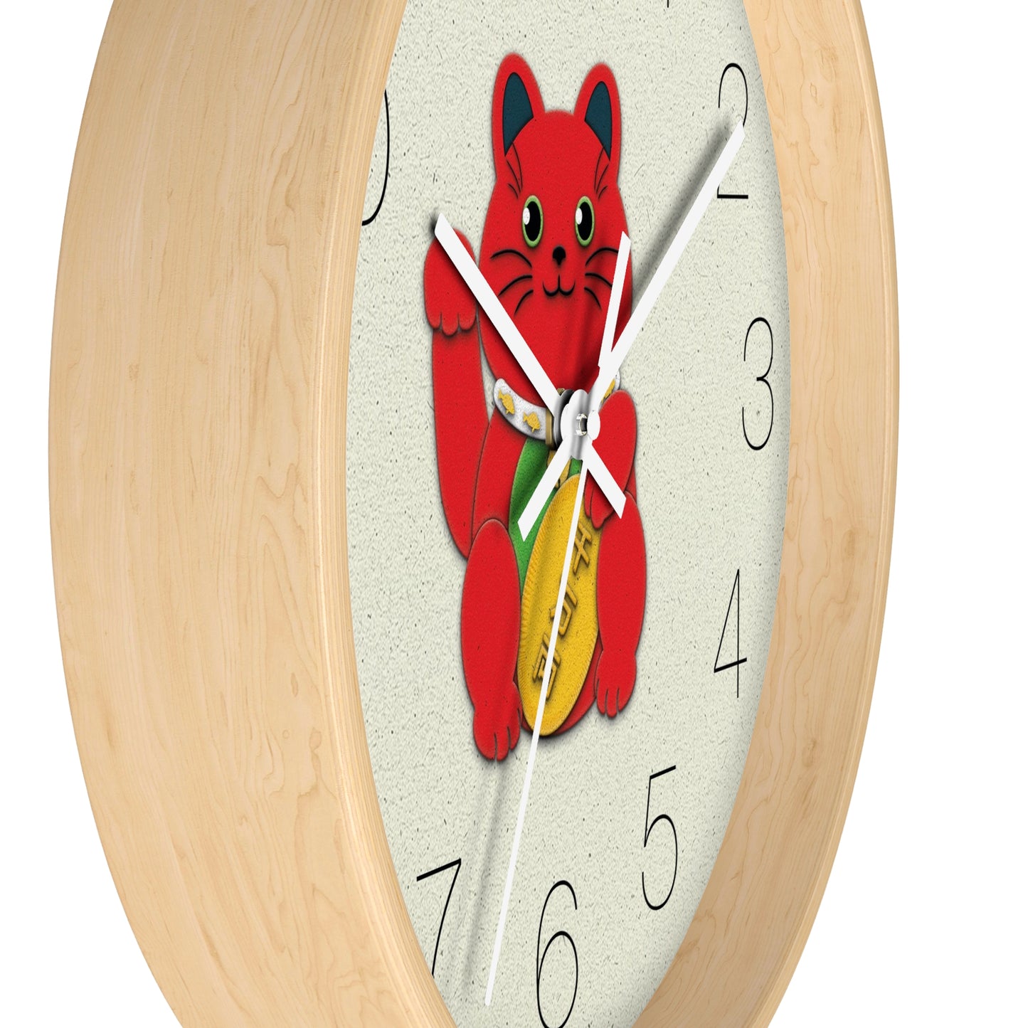 Red Maneki-Neko Attracting Success and Prosperity Wall Clock - vrmediadecor.vrmedia.com.au