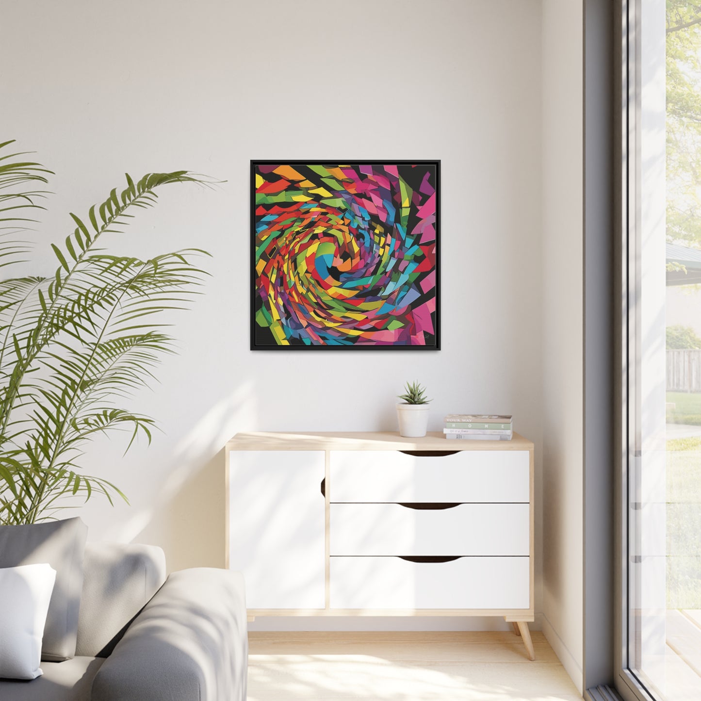 32x32" Framed Canvas: "Primary Wave"