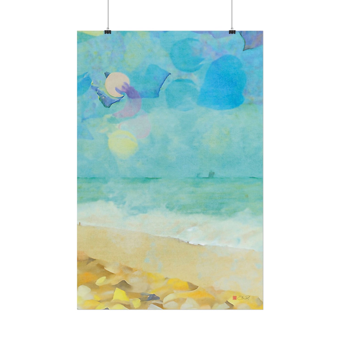 Beachcombing - Abstract Beach-Themed Print Rolled Poster