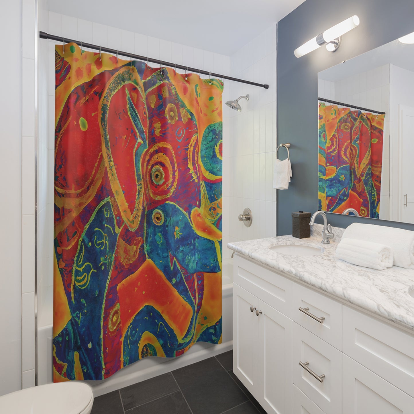 Elephant Regalia Shower Curtain - vrmediadecor.vrmedia.com.au