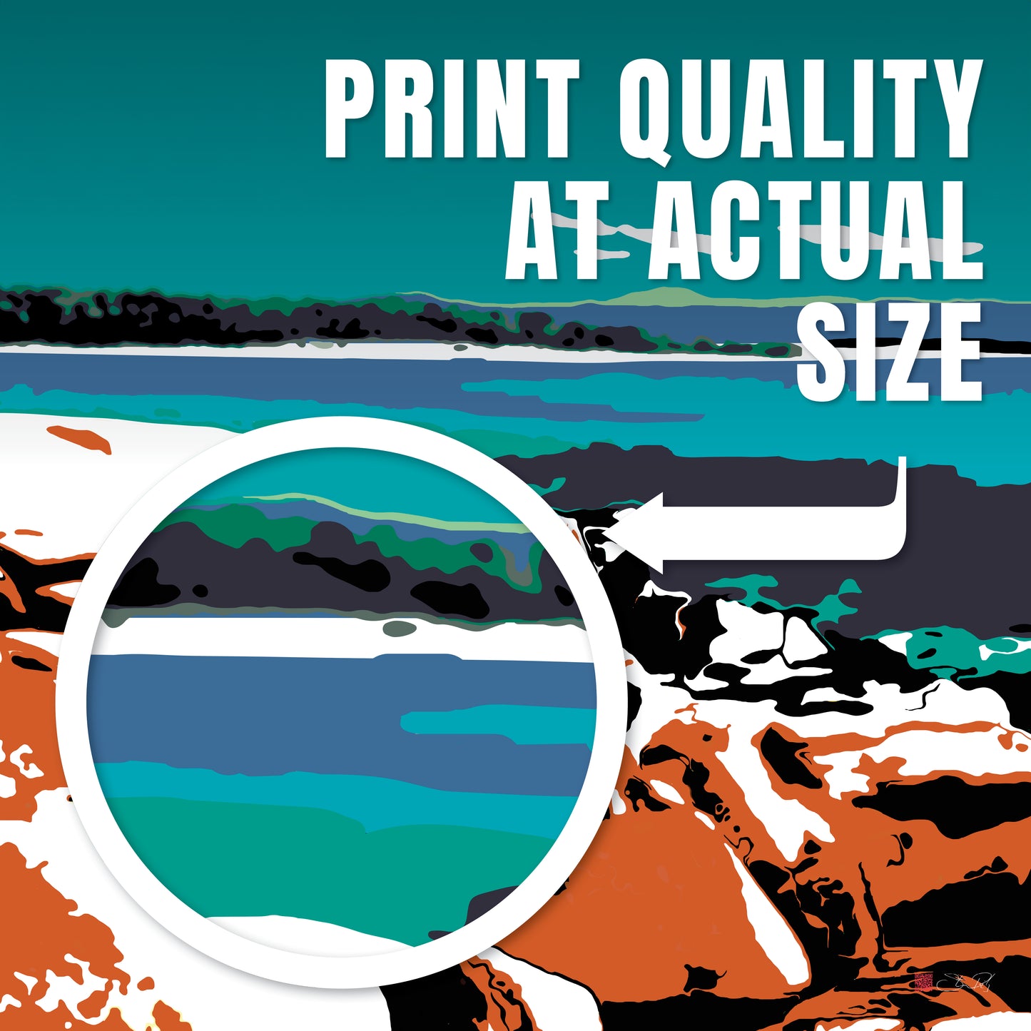 36x36" Framed Canvas Print: "Bay of Fires" - vrmediadecor.vrmedia.com.au