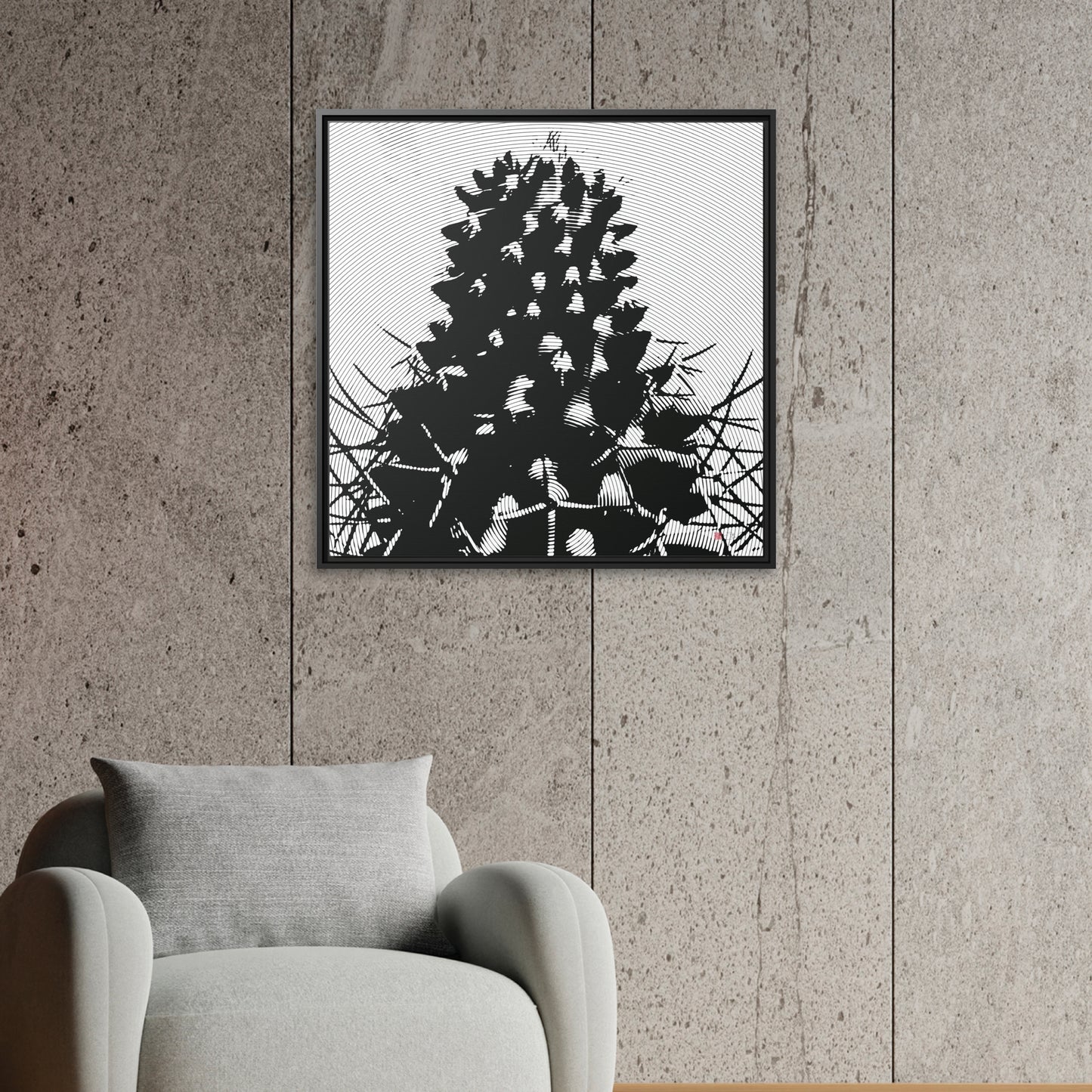 32x32" Framed Canvas: "Darkside of Nature"