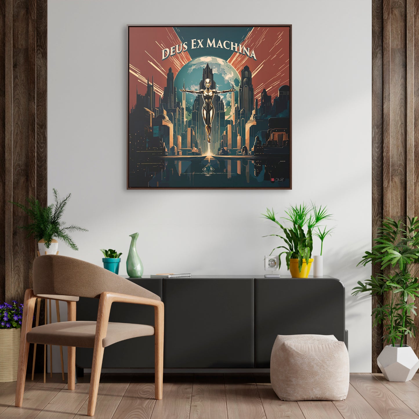 32x32" Framed Canvas: "Deus Ex Machina"