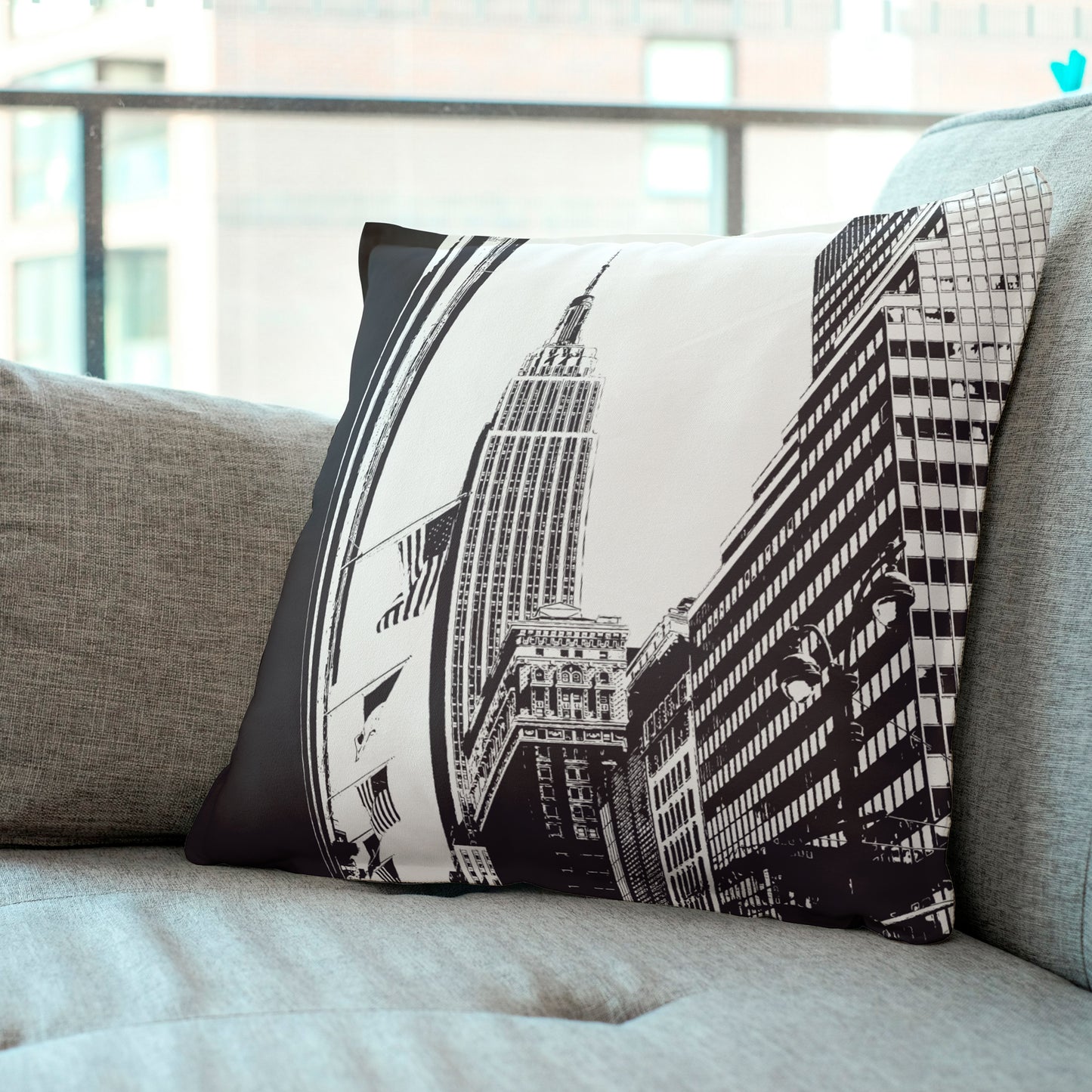 Empire State Building New York Spun Polyester Square Pillow