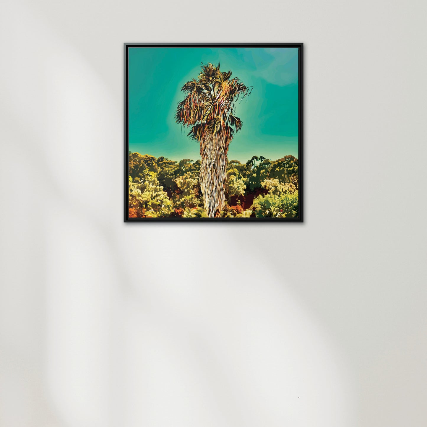 32x32" Framed Canvas: "Fan Palm Capricornia"