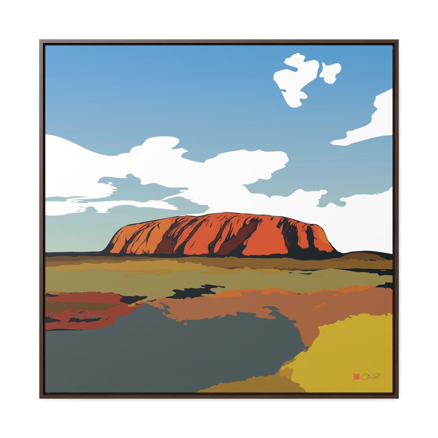 36x36" Framed Canvas Print: "Uluru Sunset. Northern Territory Australia" - vrmediadecor.vrmedia.com.au