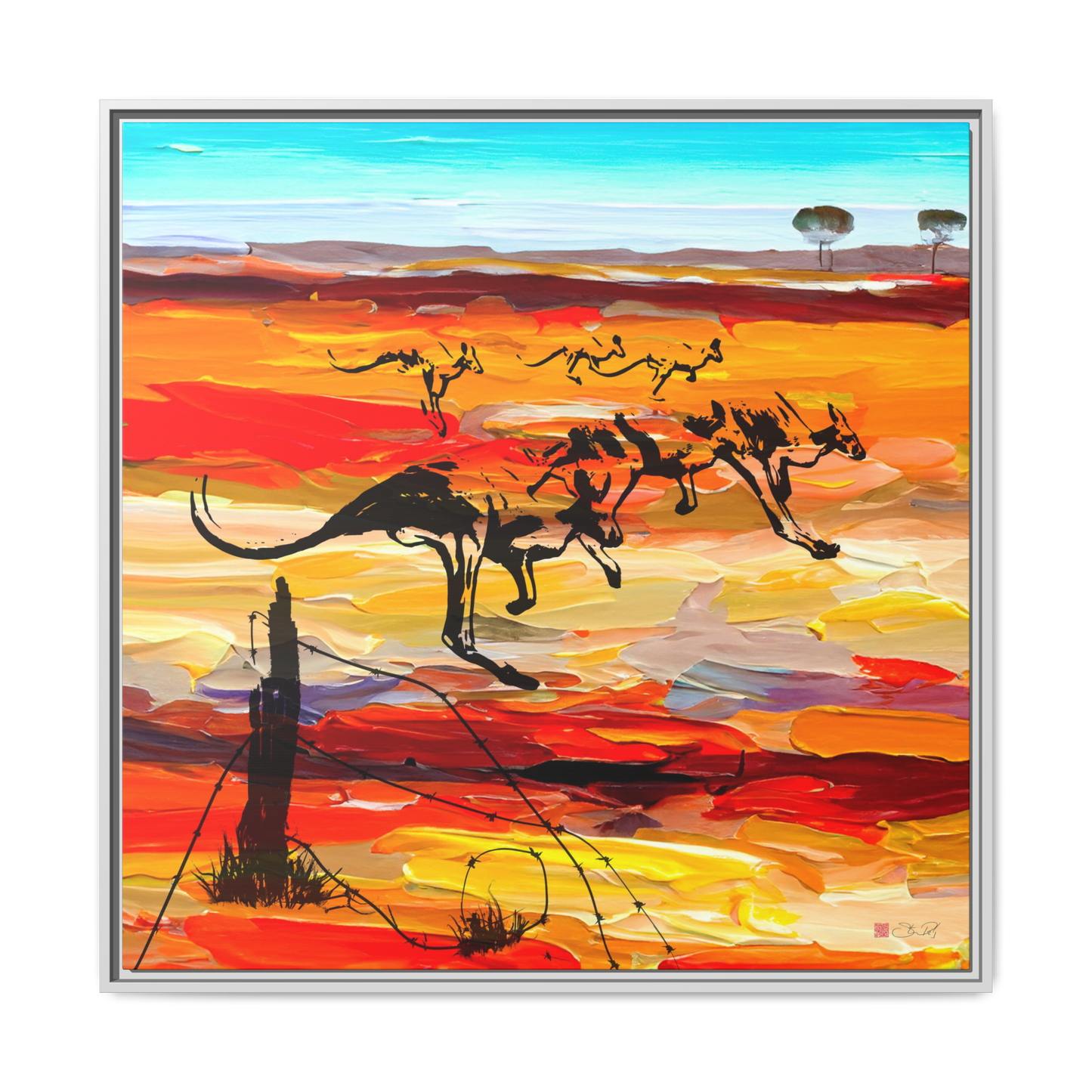 Mob - Australian Outback Kangaroo Art - 36x36" Framed Canvas
