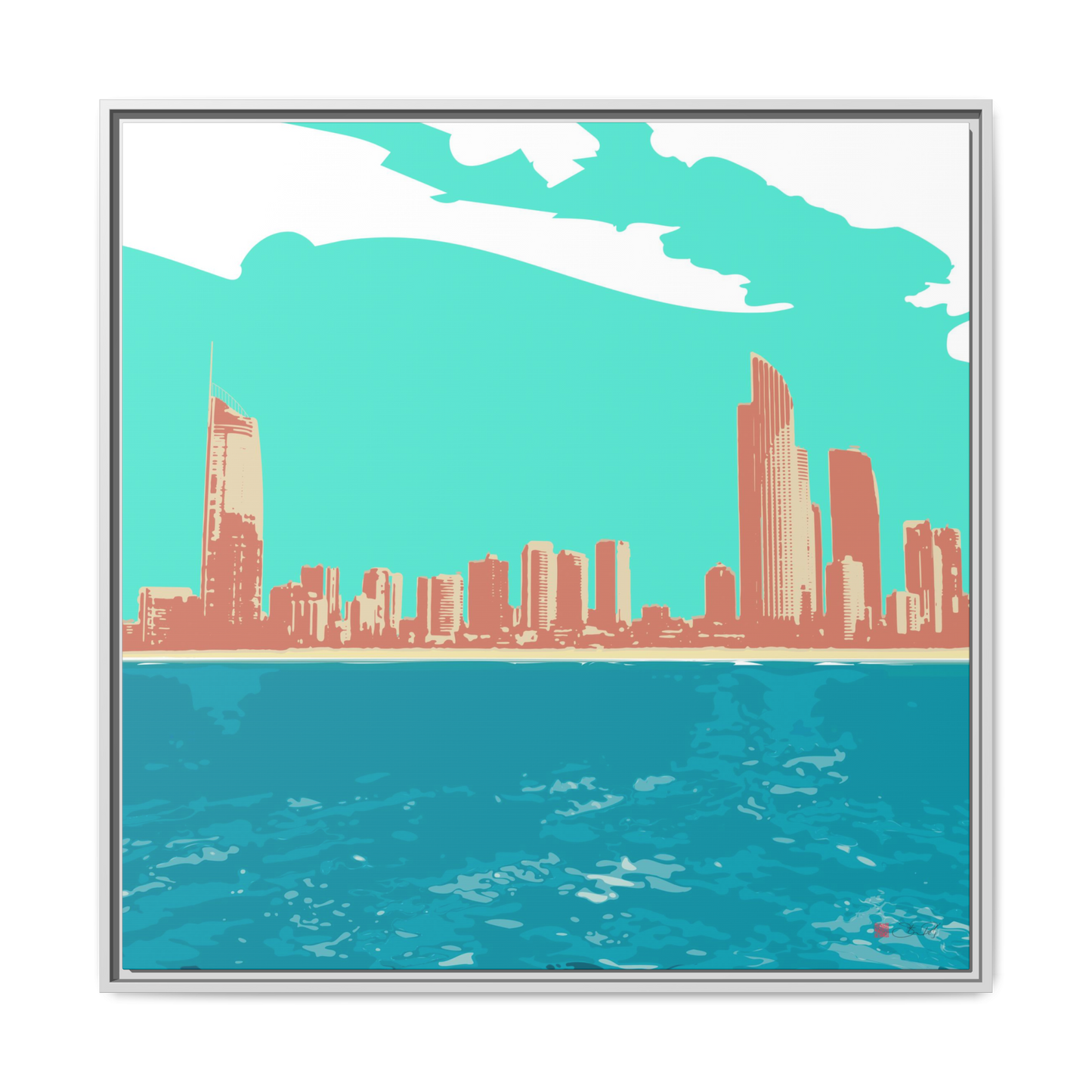 Surfers Paradise Skyline - Gold Coast - 36x36" Framed Canvas