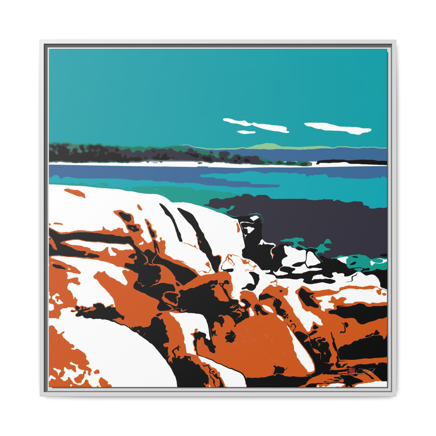 Bay of Fires - 36x36" Framed Canvas