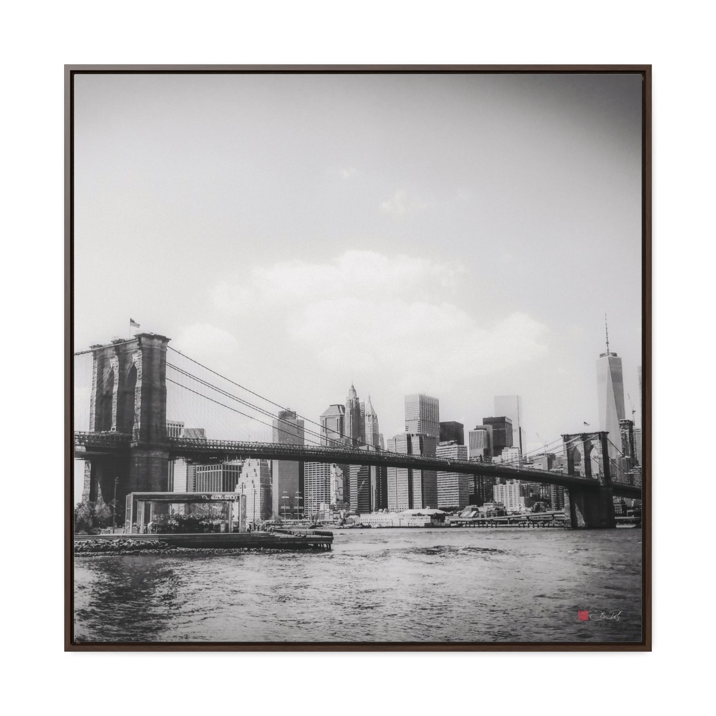 36x36" Framed Canvas Print: "Long Island, Brooklyn, BW" - vrmediadecor.vrmedia.com.au