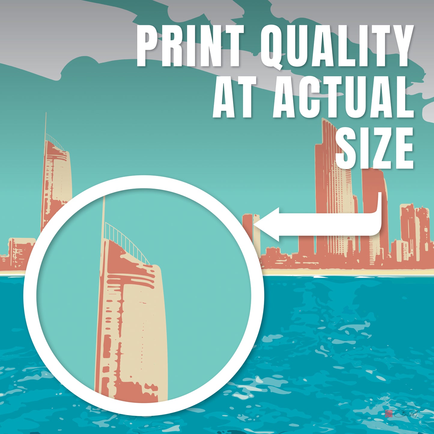 36x36" Framed Canvas Print: "Surfers Paradise Skyline" - vrmediadecor.vrmedia.com.au