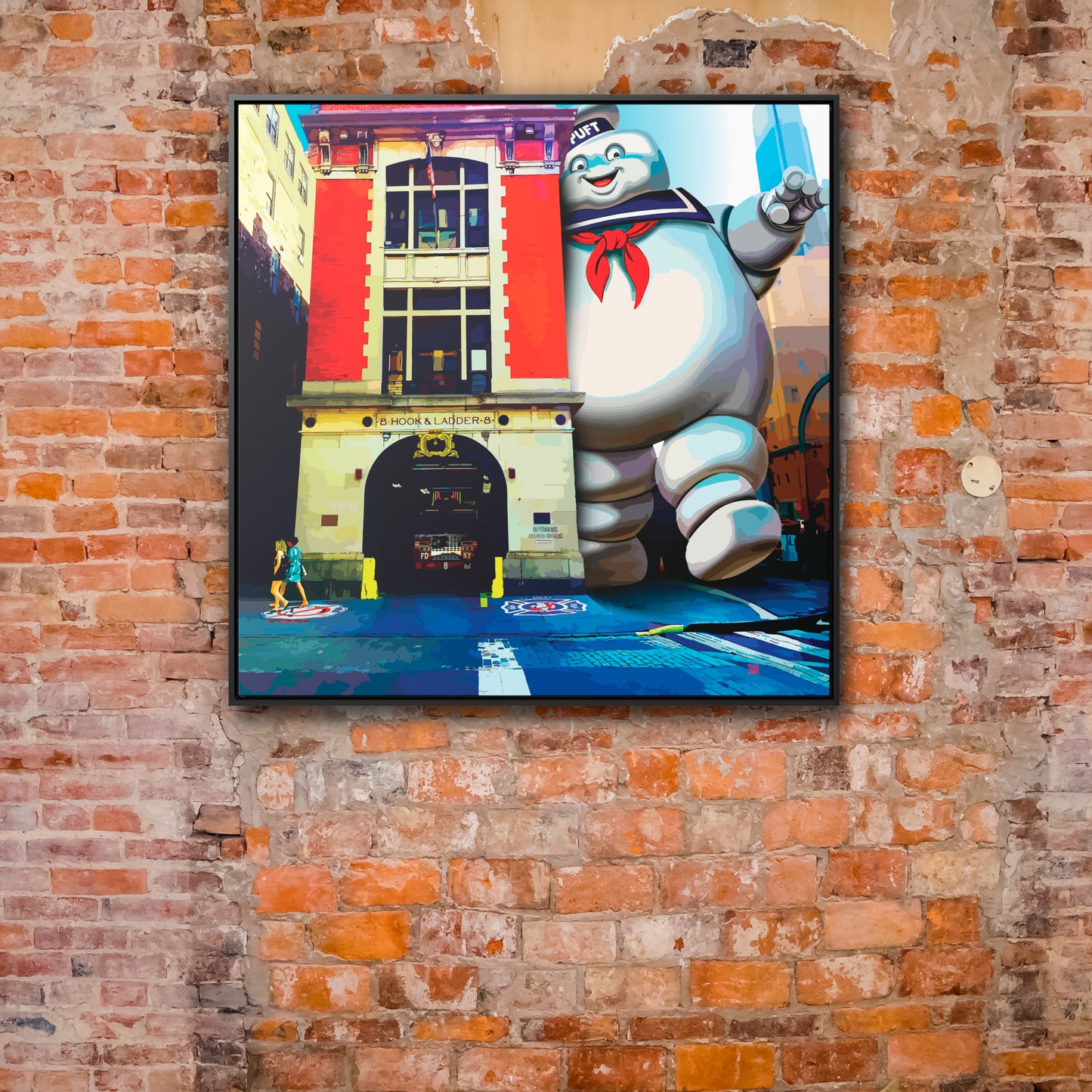 32x32" Framed Canvas: "Hook & Ladder 8"
