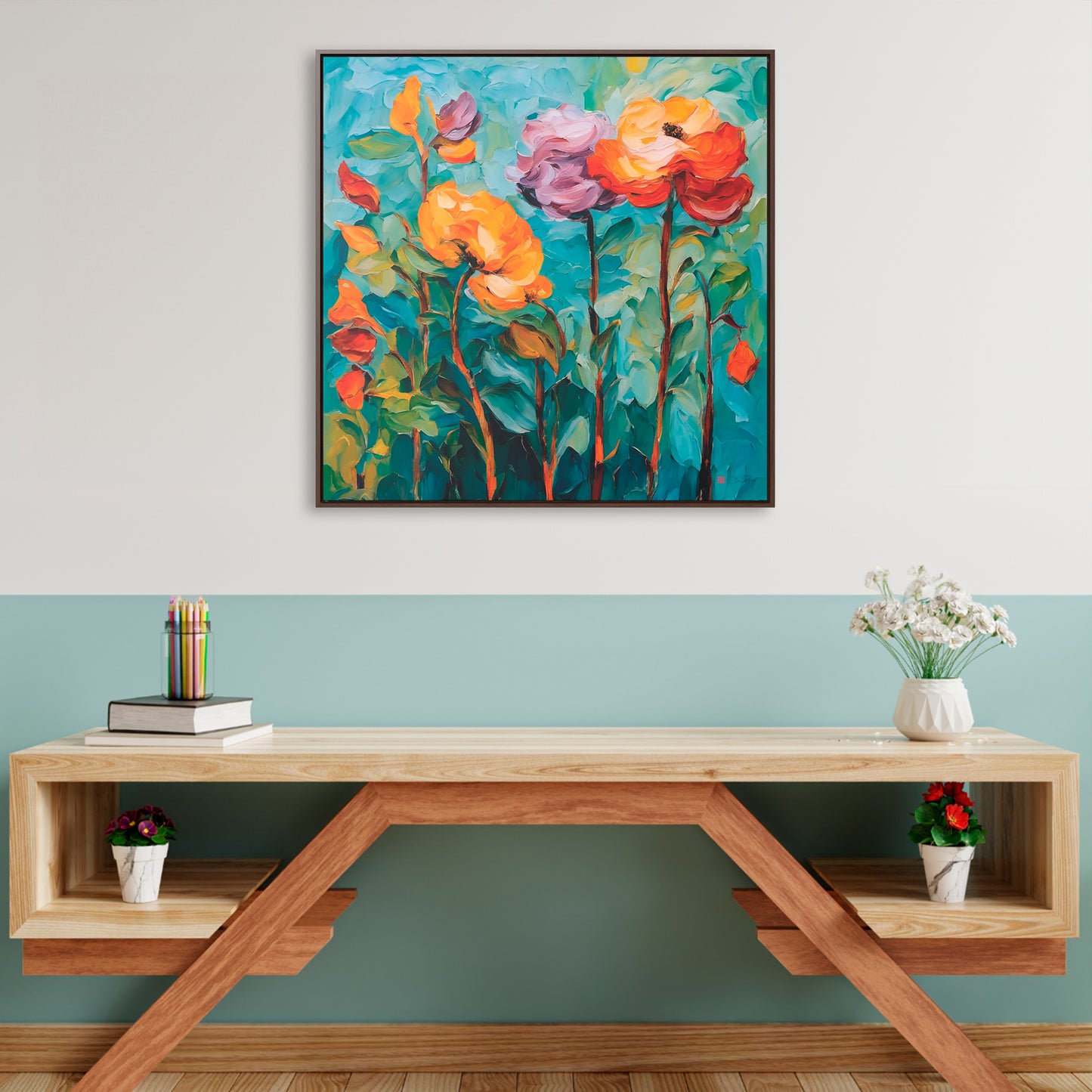 36x36" Framed Canvas Print: "How does your garden grow?" - vrmediadecor.vrmedia.com.au