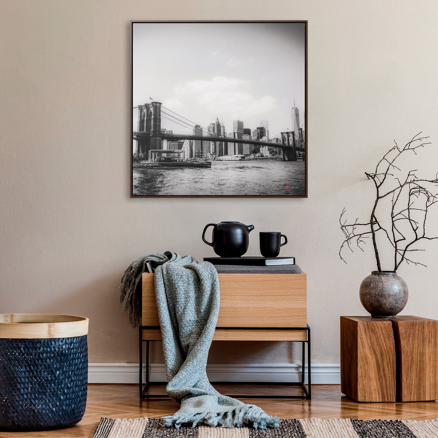36x36" Framed Canvas Print: "Long Island, Brooklyn, BW" - vrmediadecor.vrmedia.com.au