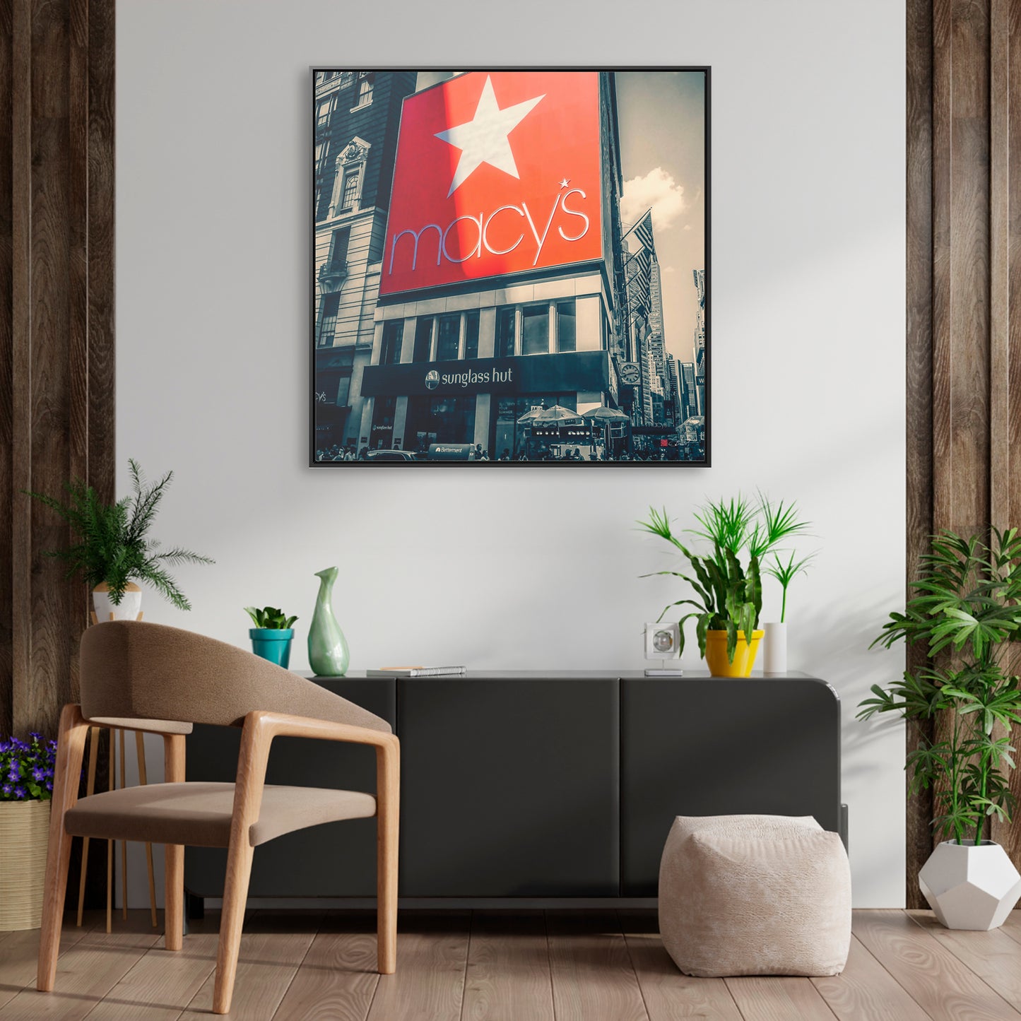 36x36" Framed Canvas Print: "Iconic Macy's Department Store New York" - vrmediadecor.vrmedia.com.au