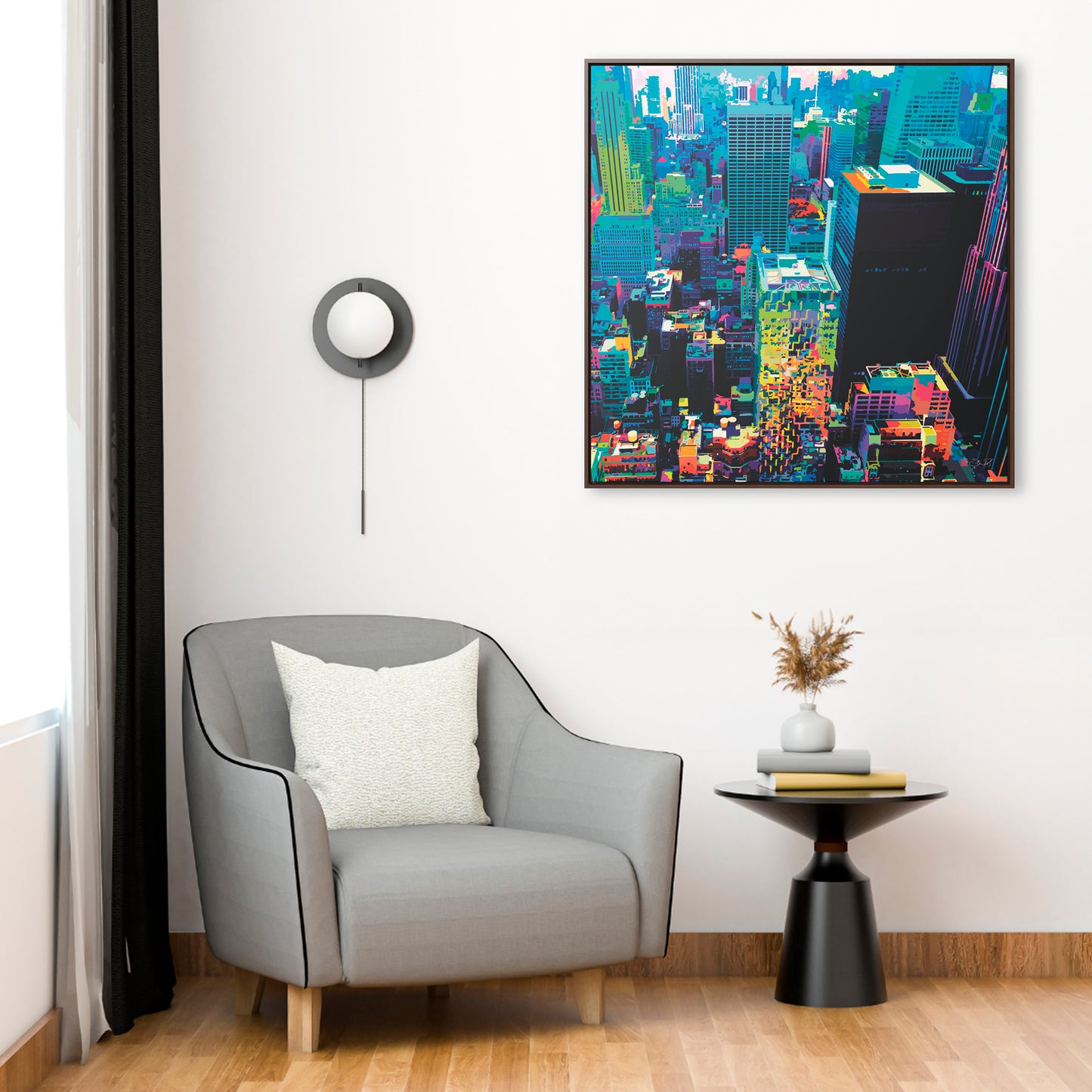 32x32" Framed Canvas: "Manhattan"