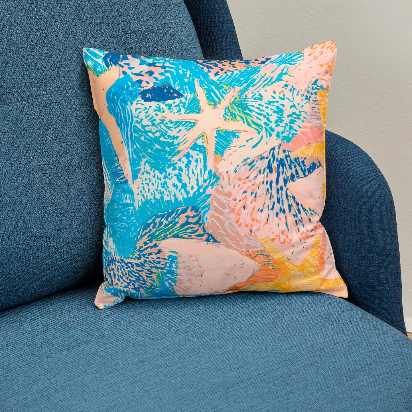 Starfish Spun Polyester Square Pillow