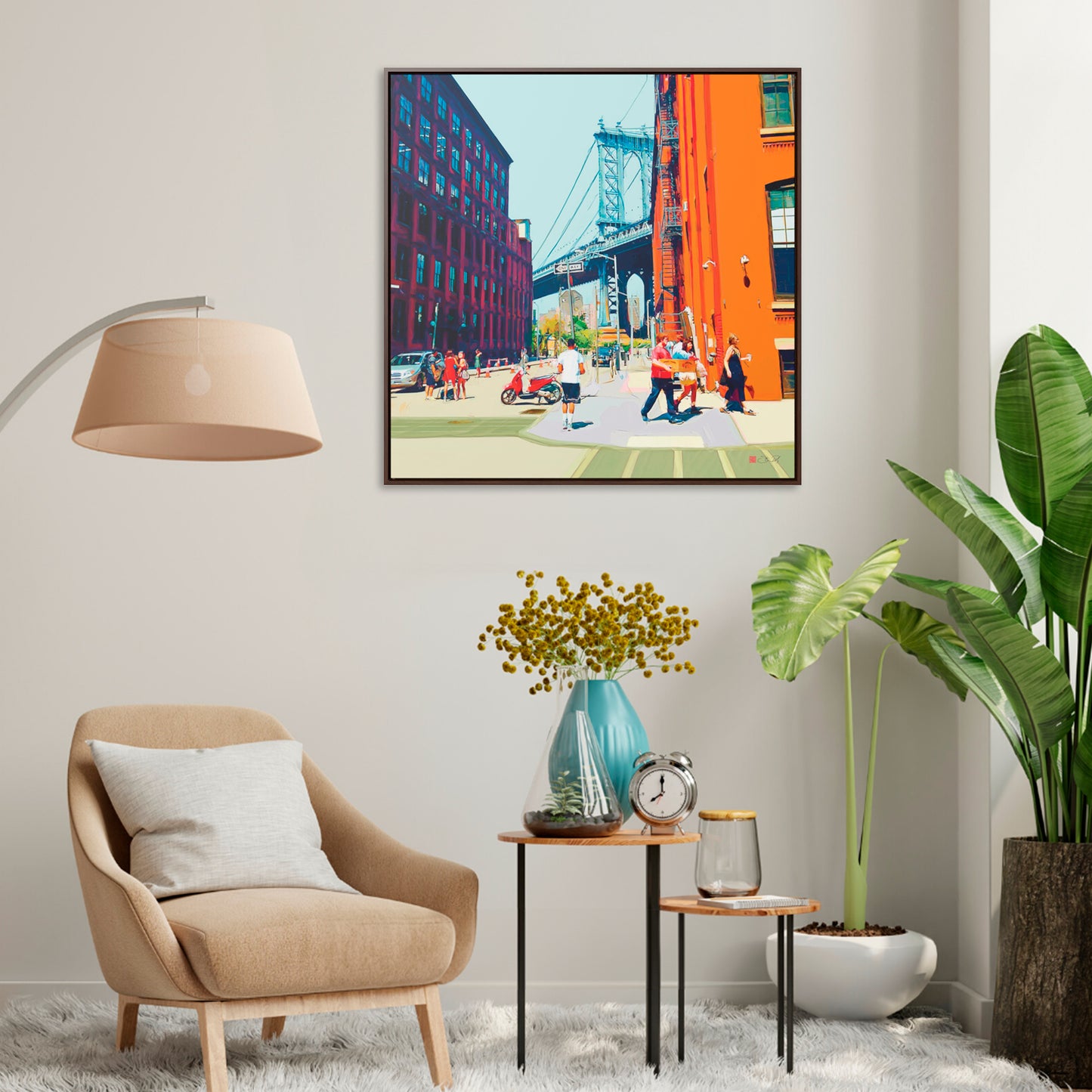 36x36" Framed Canvas Print: "Summer in Dumbo" - vrmediadecor.vrmedia.com.au