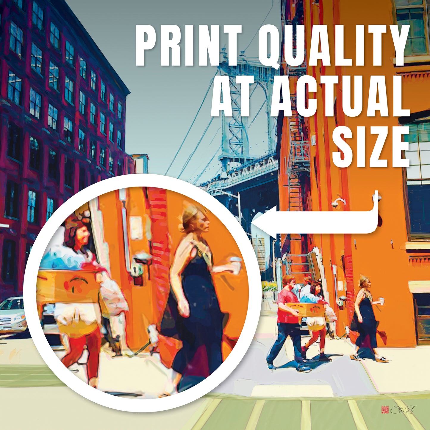 32x32" Framed Canvas: "Summer in Dumbo"