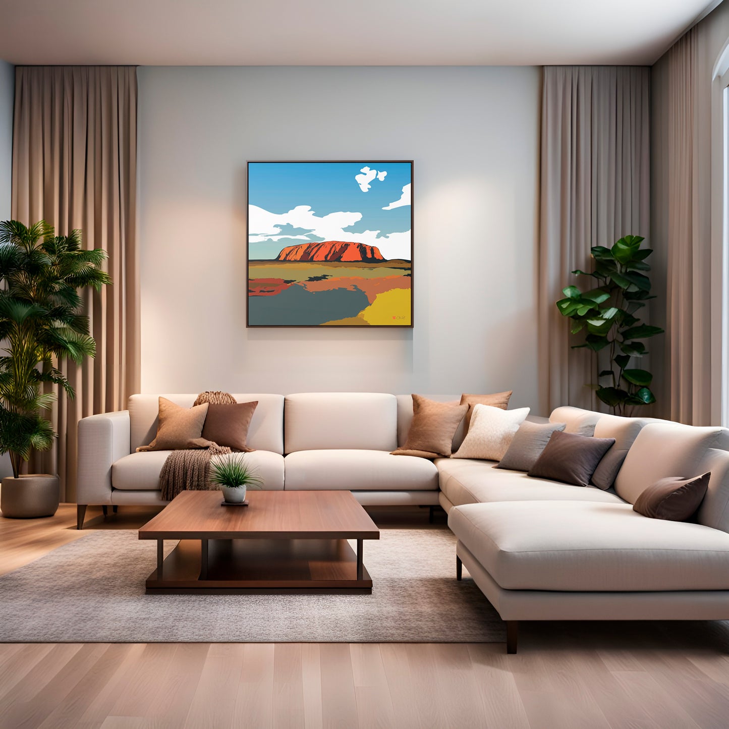 32x32" Framed Canvas: "Uluru Sunset. Northern Territory Australia"