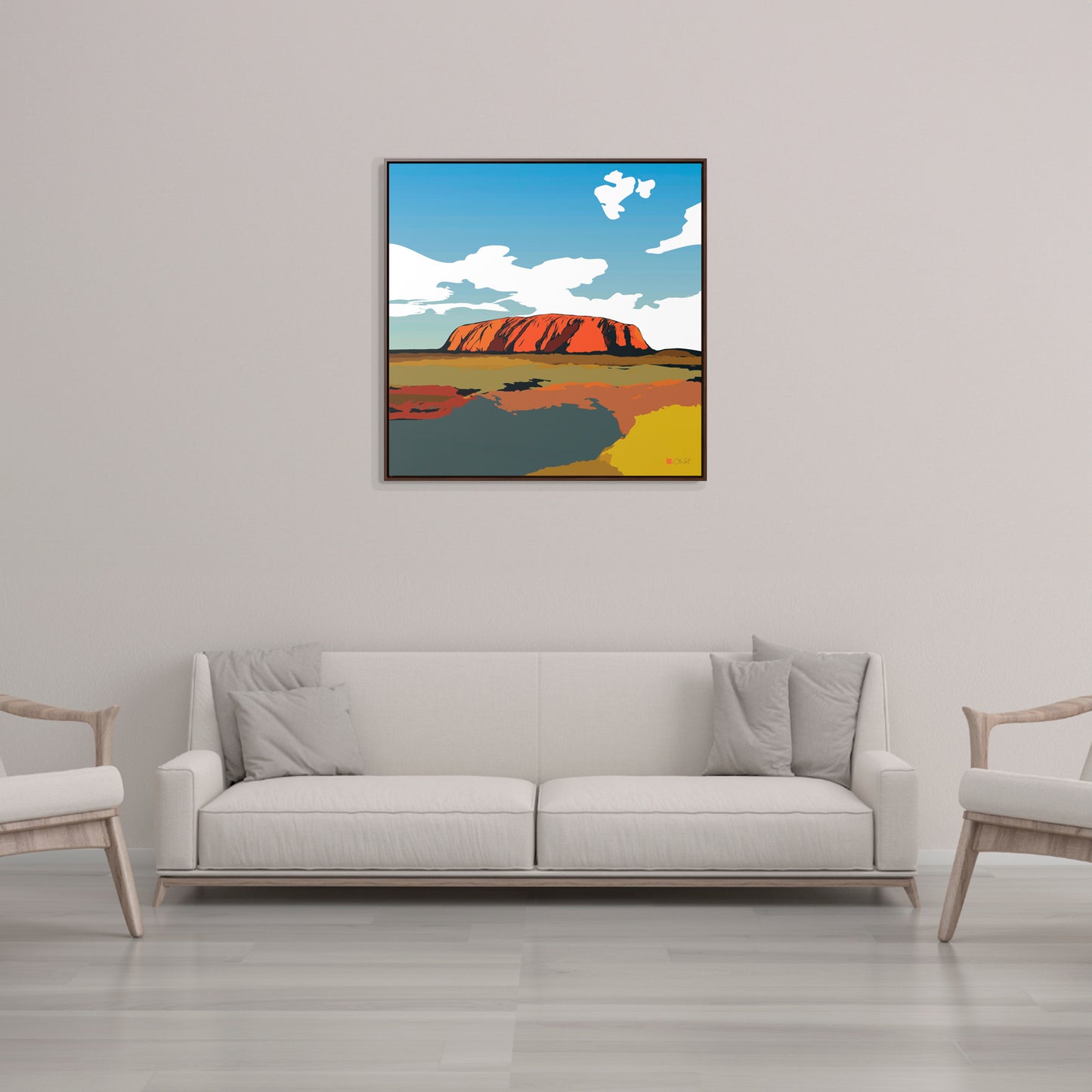 36x36" Framed Canvas Print: "Uluru Sunset. Northern Territory Australia" - vrmediadecor.vrmedia.com.au