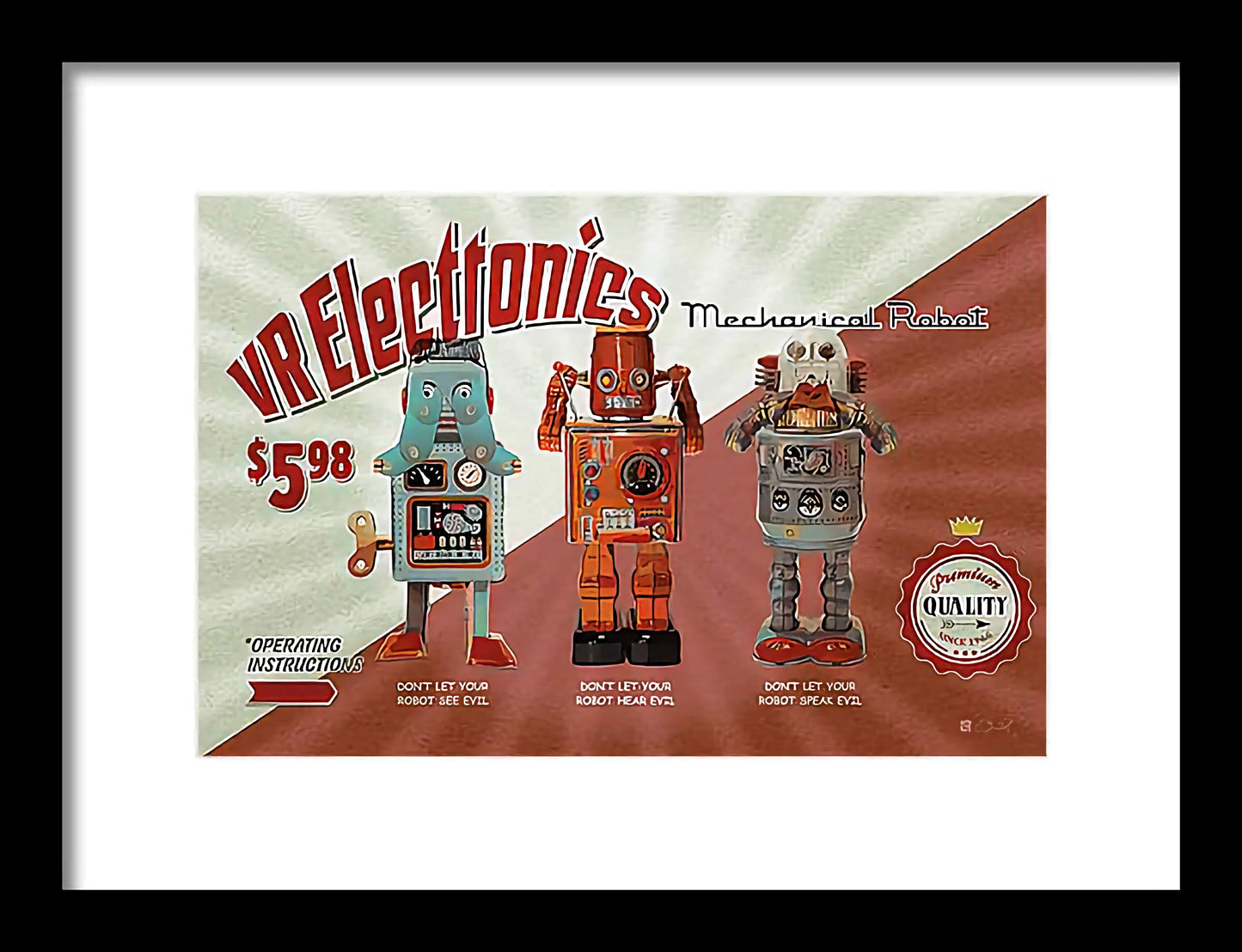 3 Wise Robots - Framed Print - vrmediadecor.vrmedia.com.au